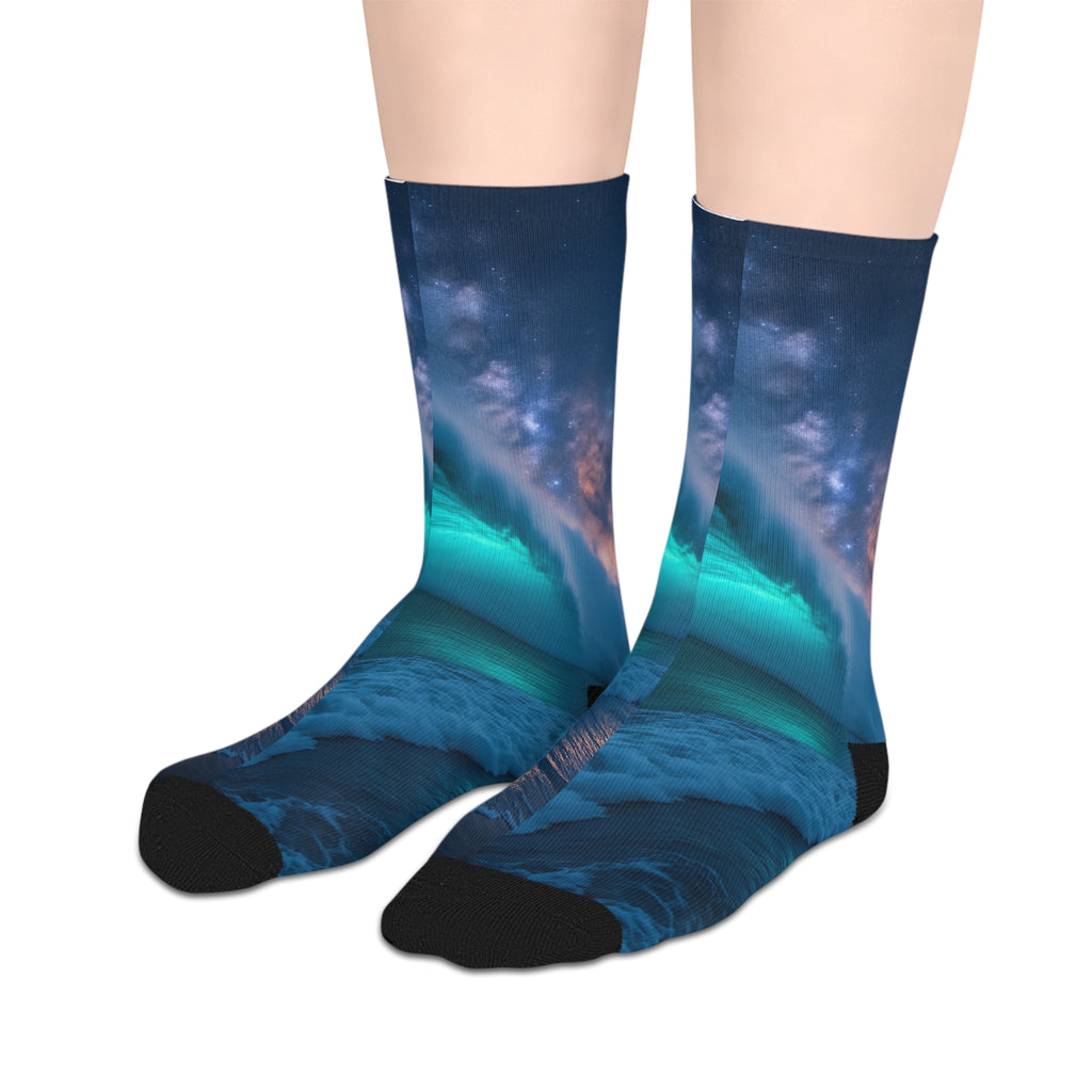 Ocean Wave Mid-Length Socks, Unique Gift for Beach Lovers, Cozy Socks for Summer, Perfect for Daily Wear or Festivals