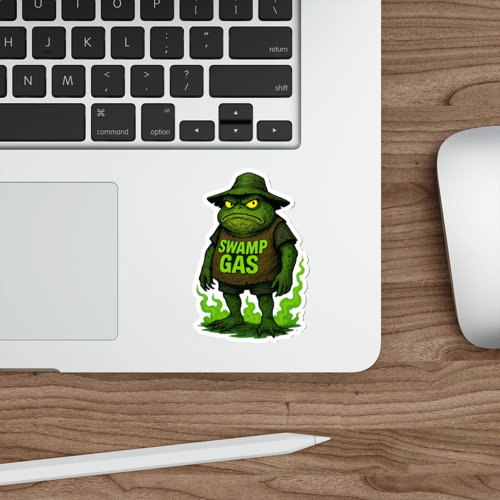 Swamp Gas Die-Cut Stickers, Fun Green Toad Decor, Unique Laptop Stickers, Quirky Gifts for Friends, Great for Parties and Halloween