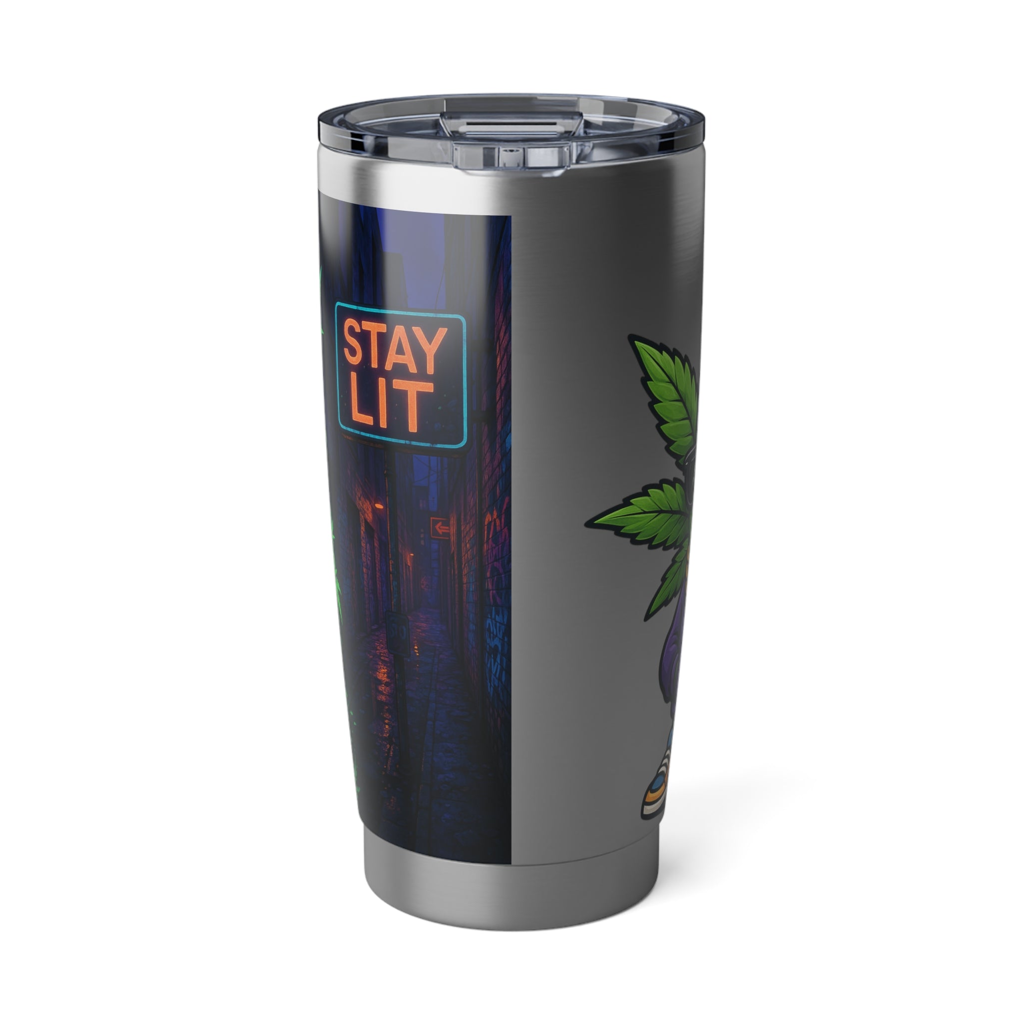 Vibrant Stay Lit Tumbler, 20oz Travel Mug, Cool Gift for Stoners, Everyday Use, Party Accessory, Eco-Friendly Drinkware