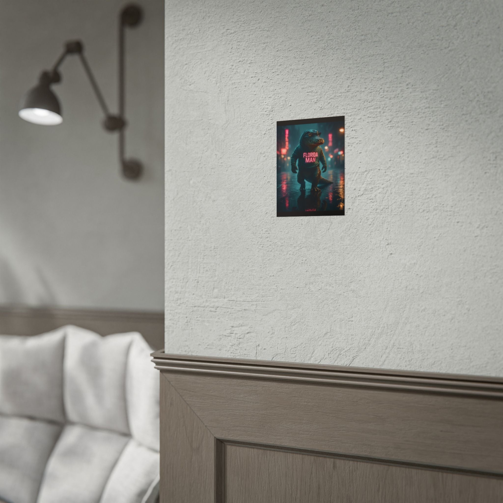 Rolled Posters - Florida Man Gaming Alligator Cyberpunk 3D Render