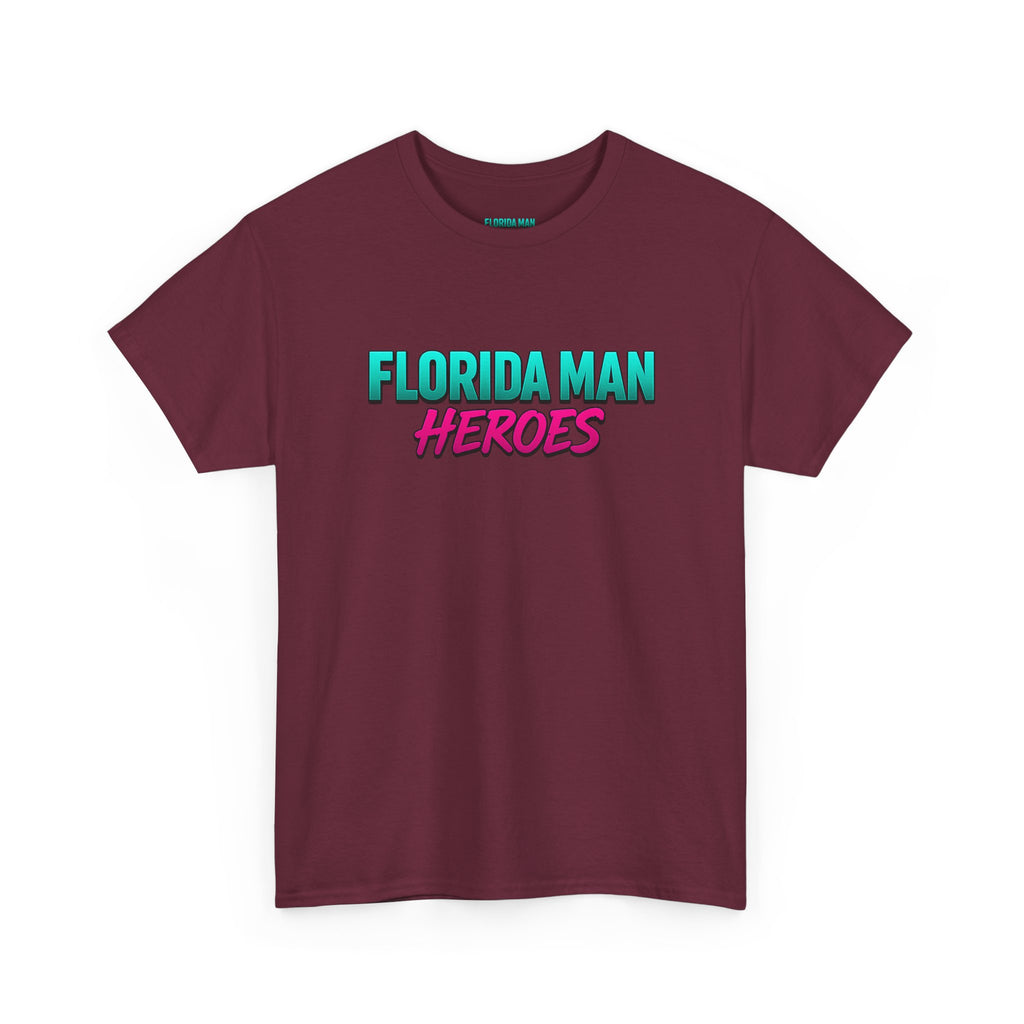 Florida Man Heroes Unisex Heavy Cotton Tee, Motivational Graphic Shirt, Humor Tee, Casual Summer Wear, Gift for Friends, Summer Vibes