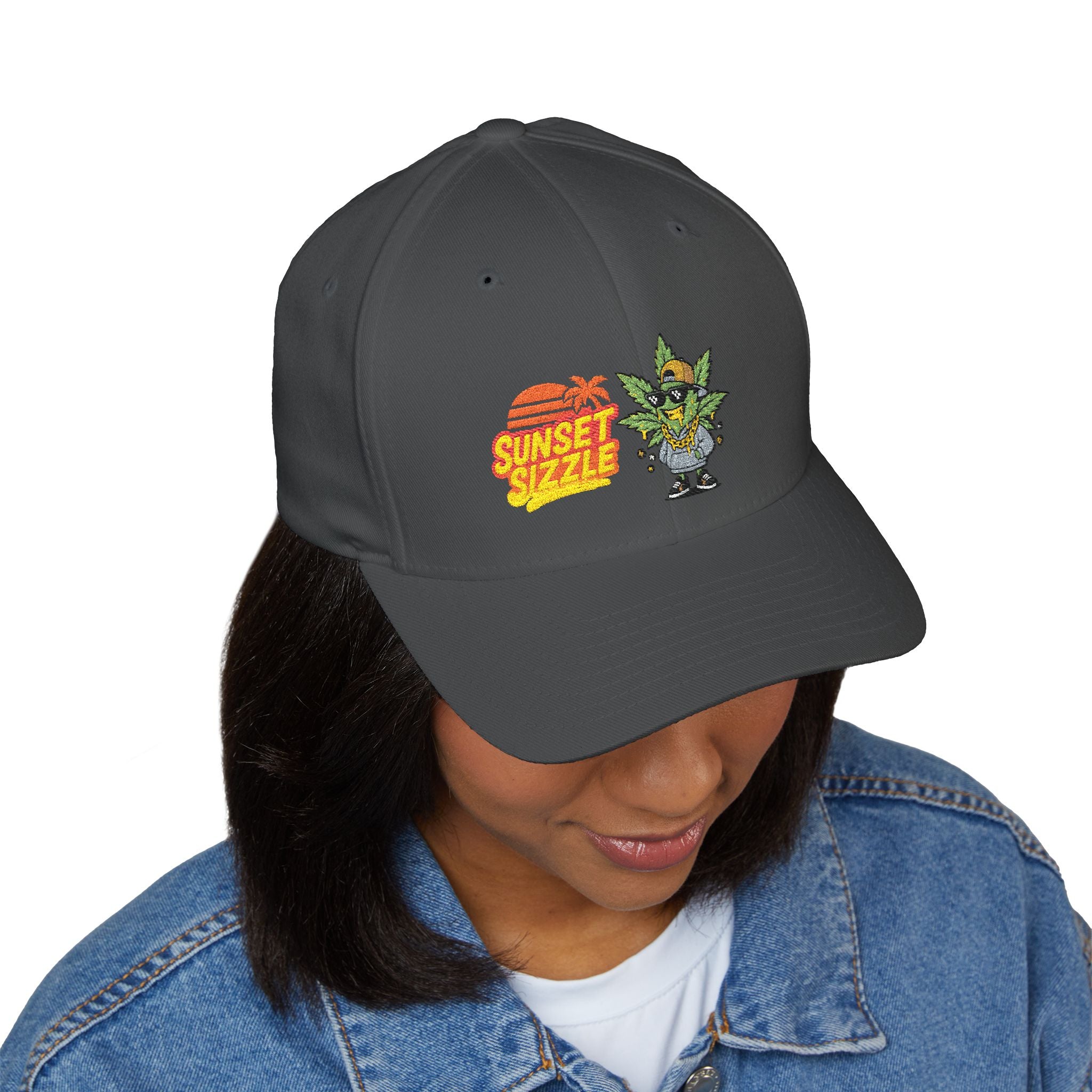 Cap - Sunset Sizzle Embroidery Design - Vaporwave Streetwear