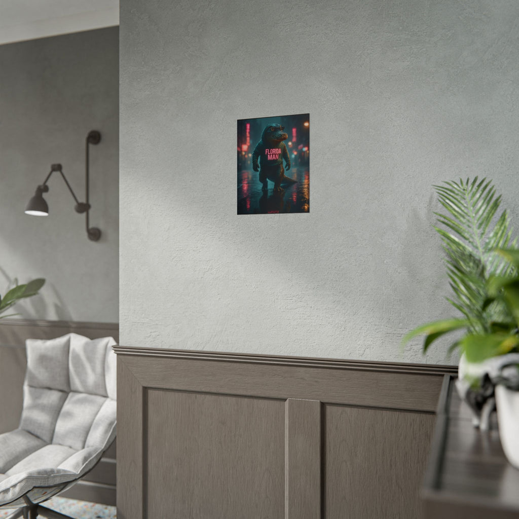 Rolled Posters - Florida Man Gaming Alligator Cyberpunk 3D Render