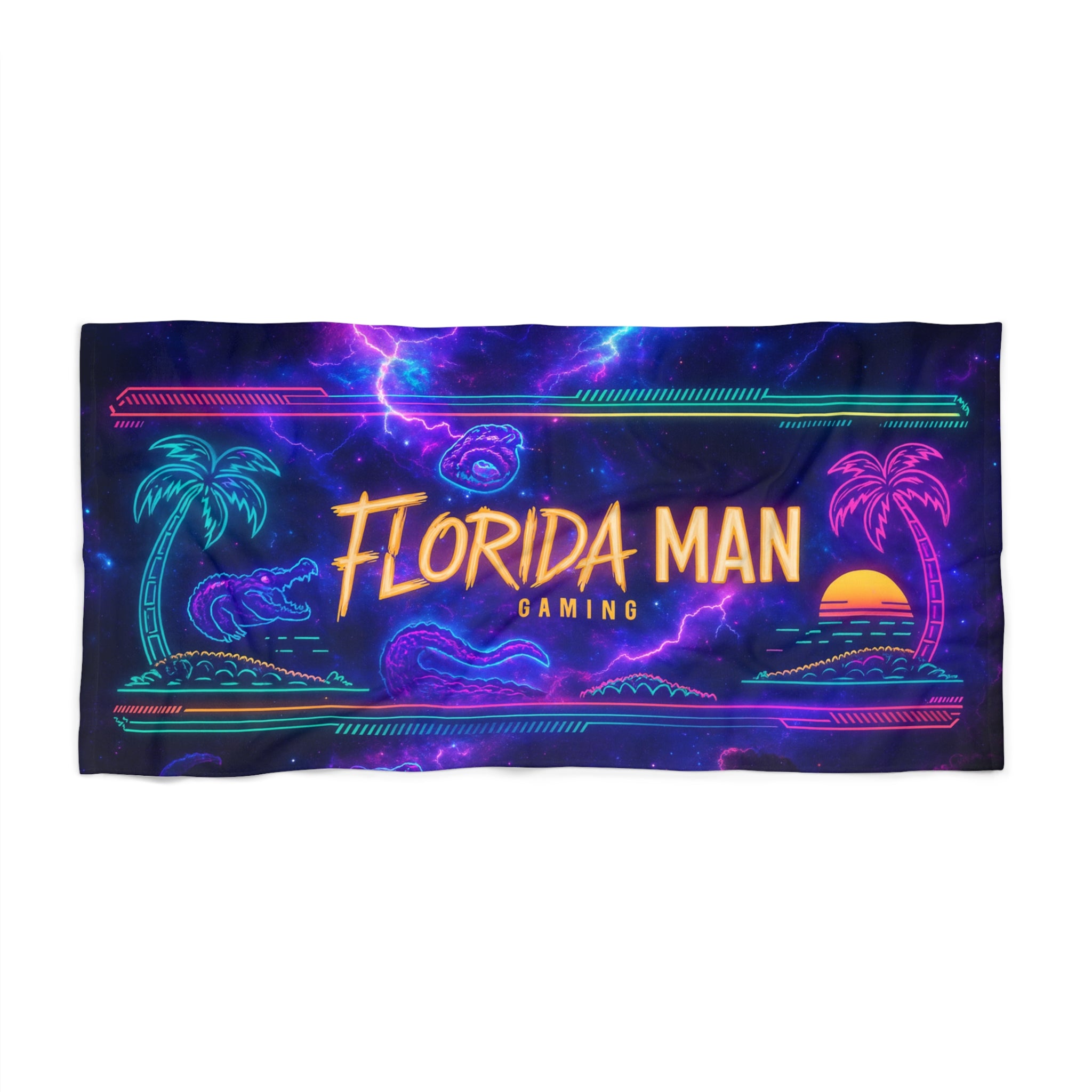 Florida Man Gaming Beach Towel | Vibrant Towel for Beach Days, Pool Parties, Gifts for Gamers, Summer Fun, Florida Souvenir