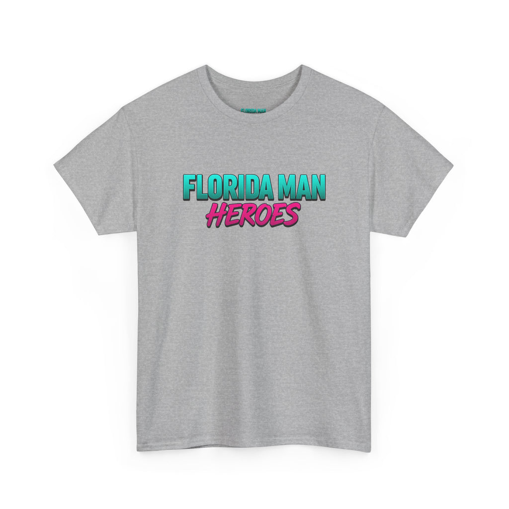 Florida Man Heroes Unisex Heavy Cotton Tee, Motivational Graphic Shirt, Humor Tee, Casual Summer Wear, Gift for Friends, Summer Vibes
