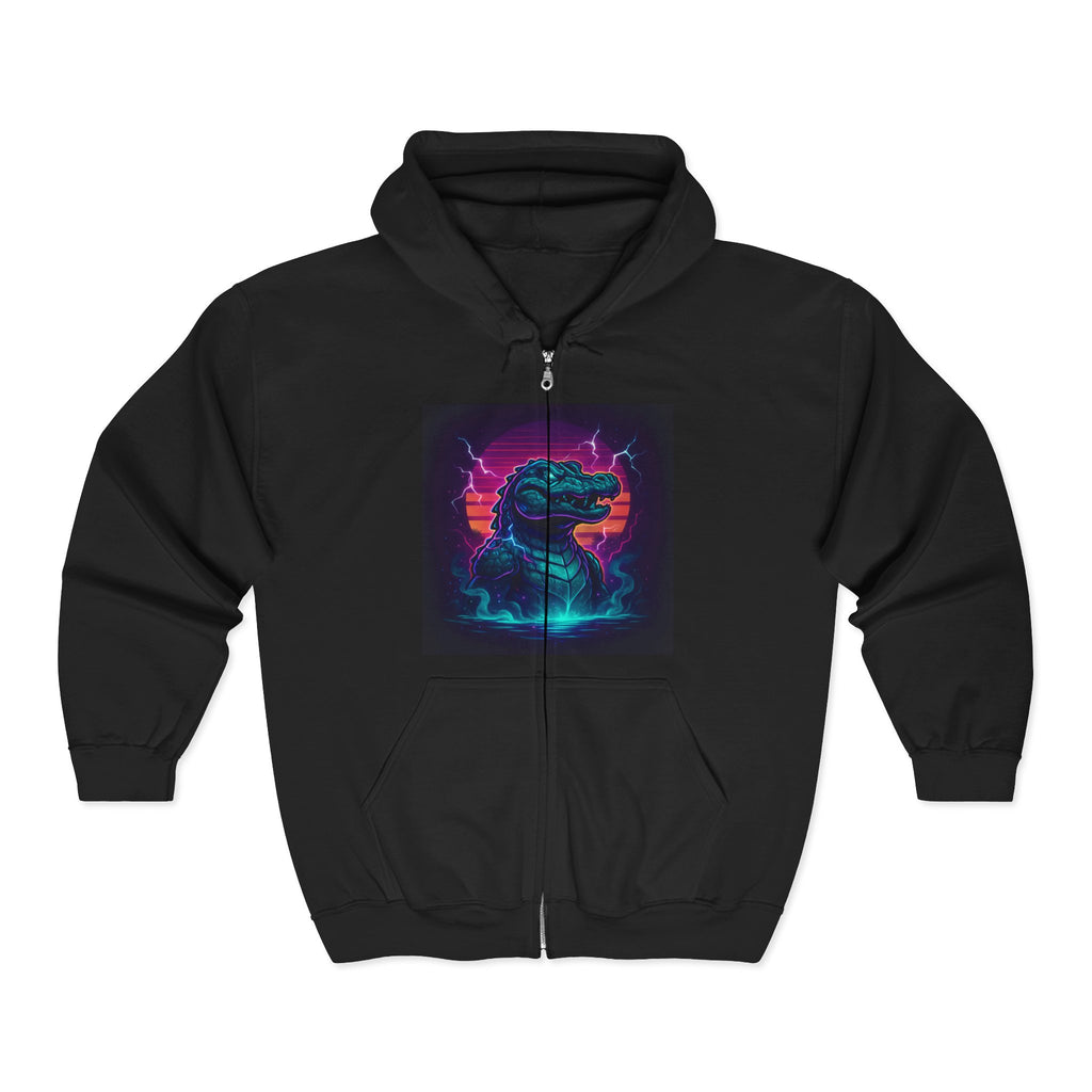 Retro Godzilla Zip Hoodie | Unisex Heavy Blend Hoodie for Fans | 80s Style, Cozy Sweatshirt, Unique Gift, Movie Merch, Warm Outerwear