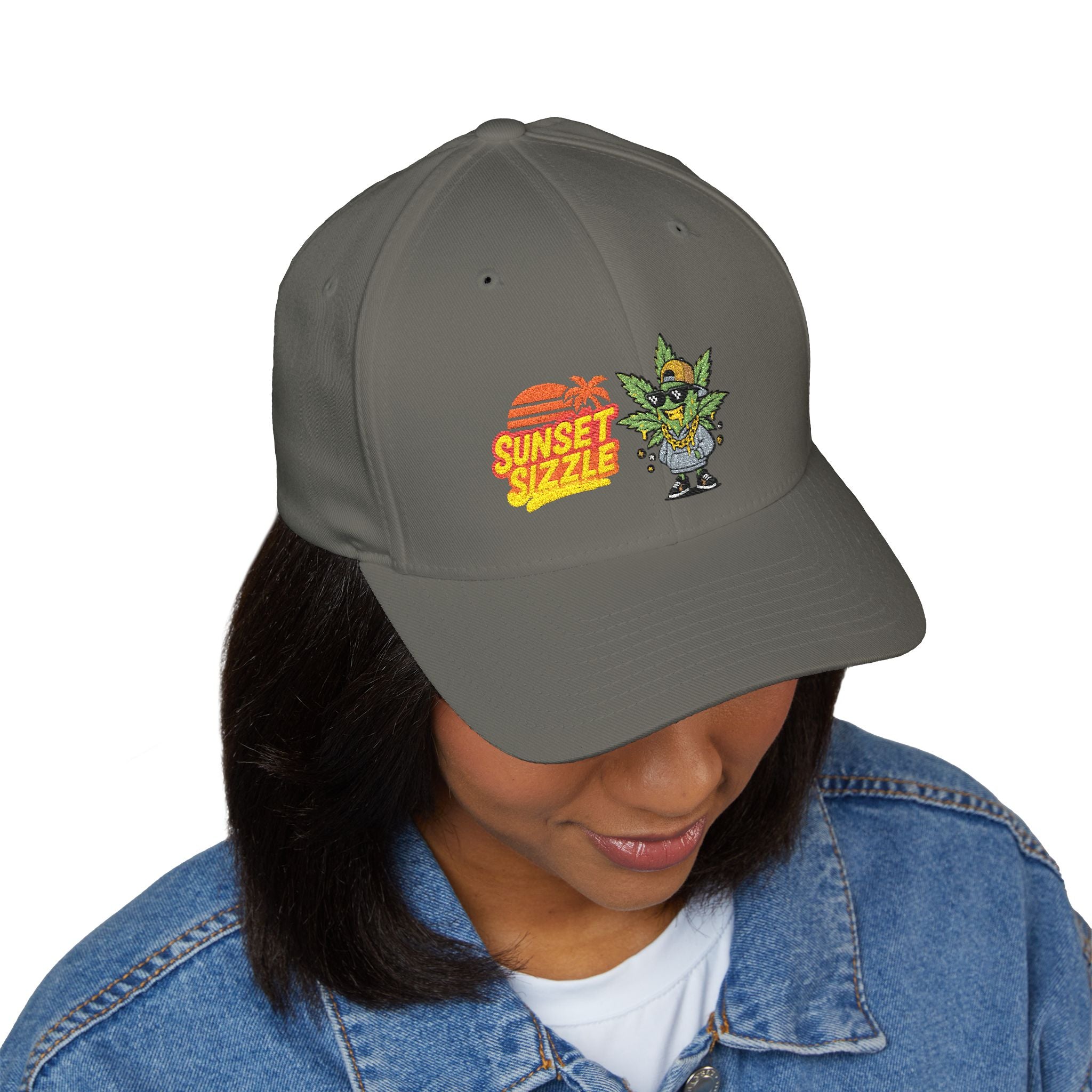 Cap - Sunset Sizzle Embroidery Design - Vaporwave Streetwear