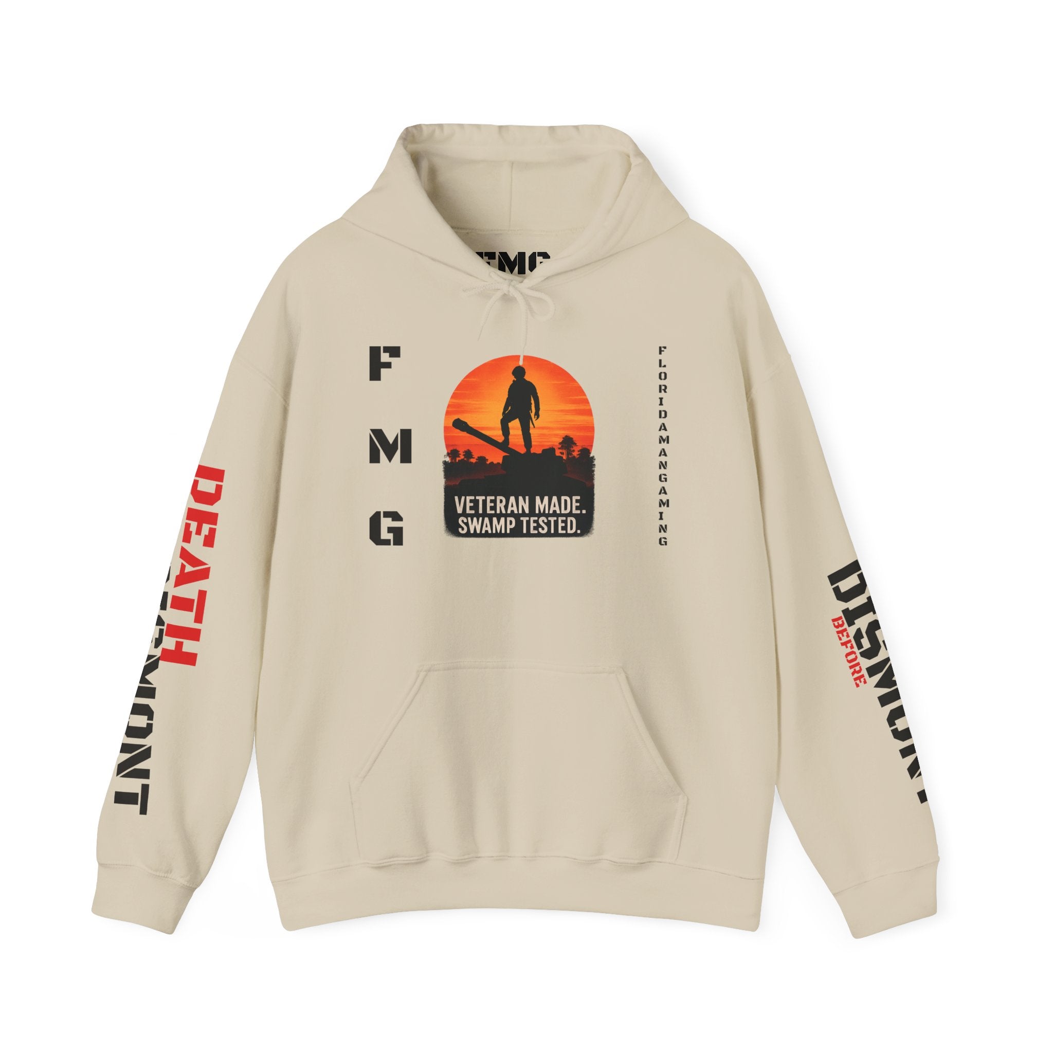 Veteran Made Swamp Tested Hoodie — Military Outdoors Sunset Hoodie