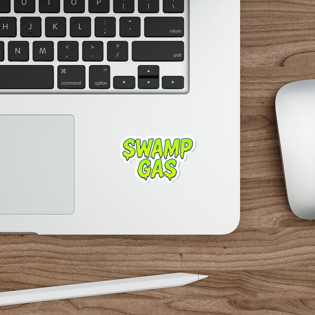 Playful Die-Cut Stickers for Quirky Decor, Swamp Gas Emblem, Laptop Stickers, Perfect for October, Gift for Friends, Unique Vibe