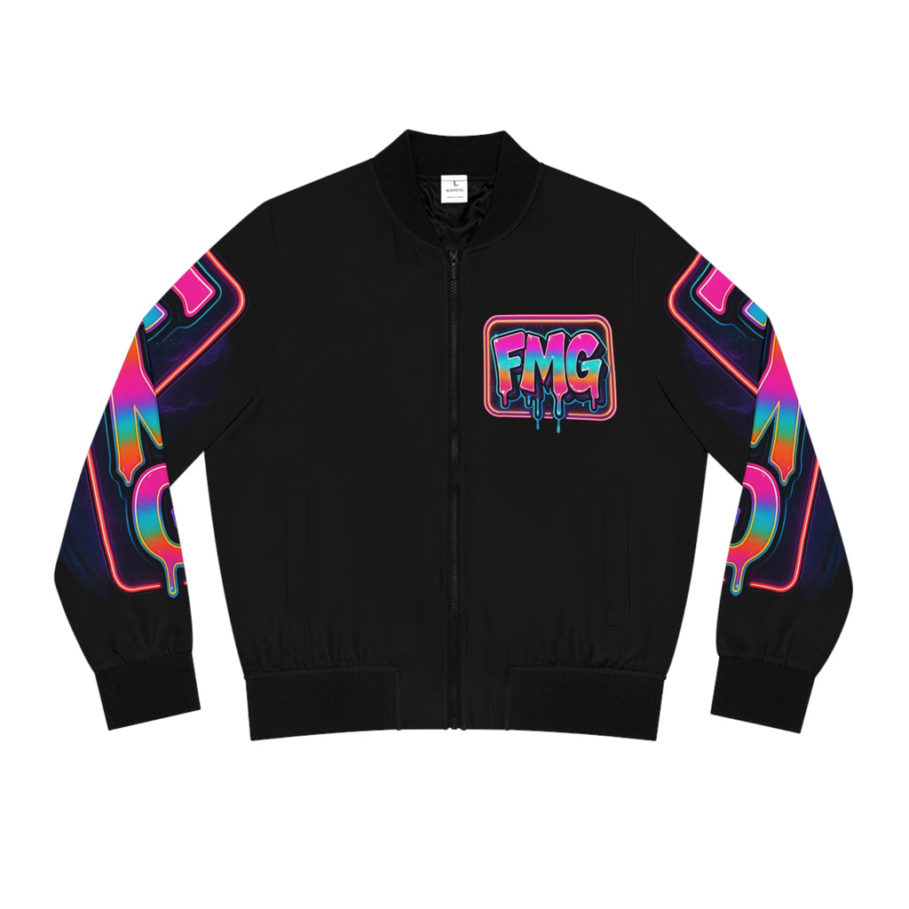 FMG Neon Graffiti Bomber Jacket