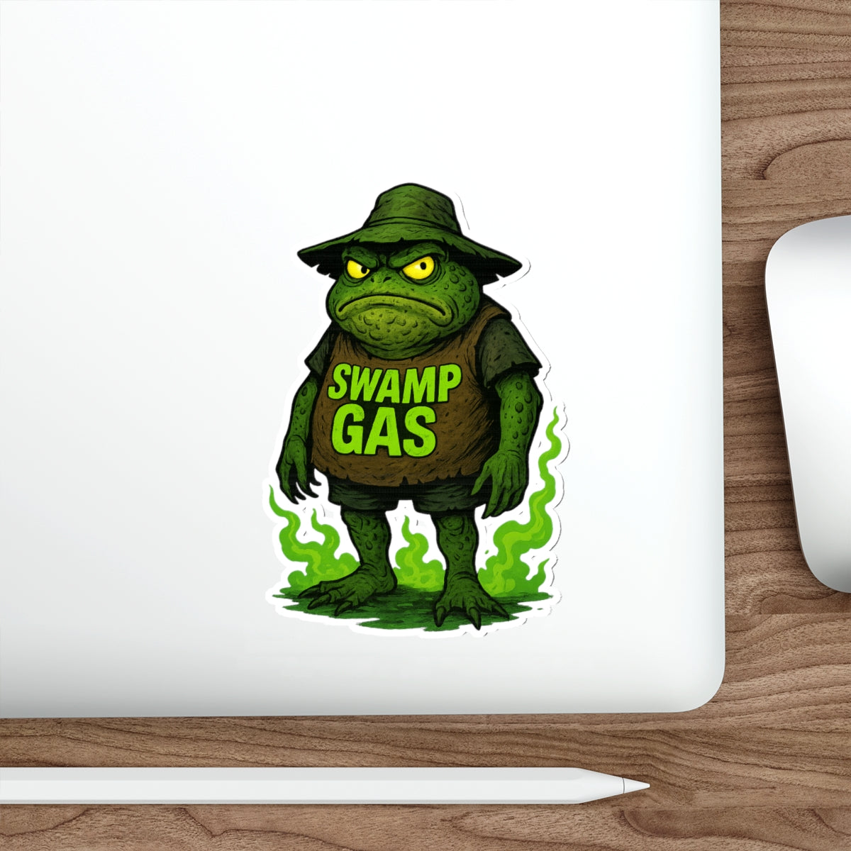 Swamp Gas Die-Cut Stickers, Fun Green Toad Decor, Unique Laptop Stickers, Quirky Gifts for Friends, Great for Parties and Halloween