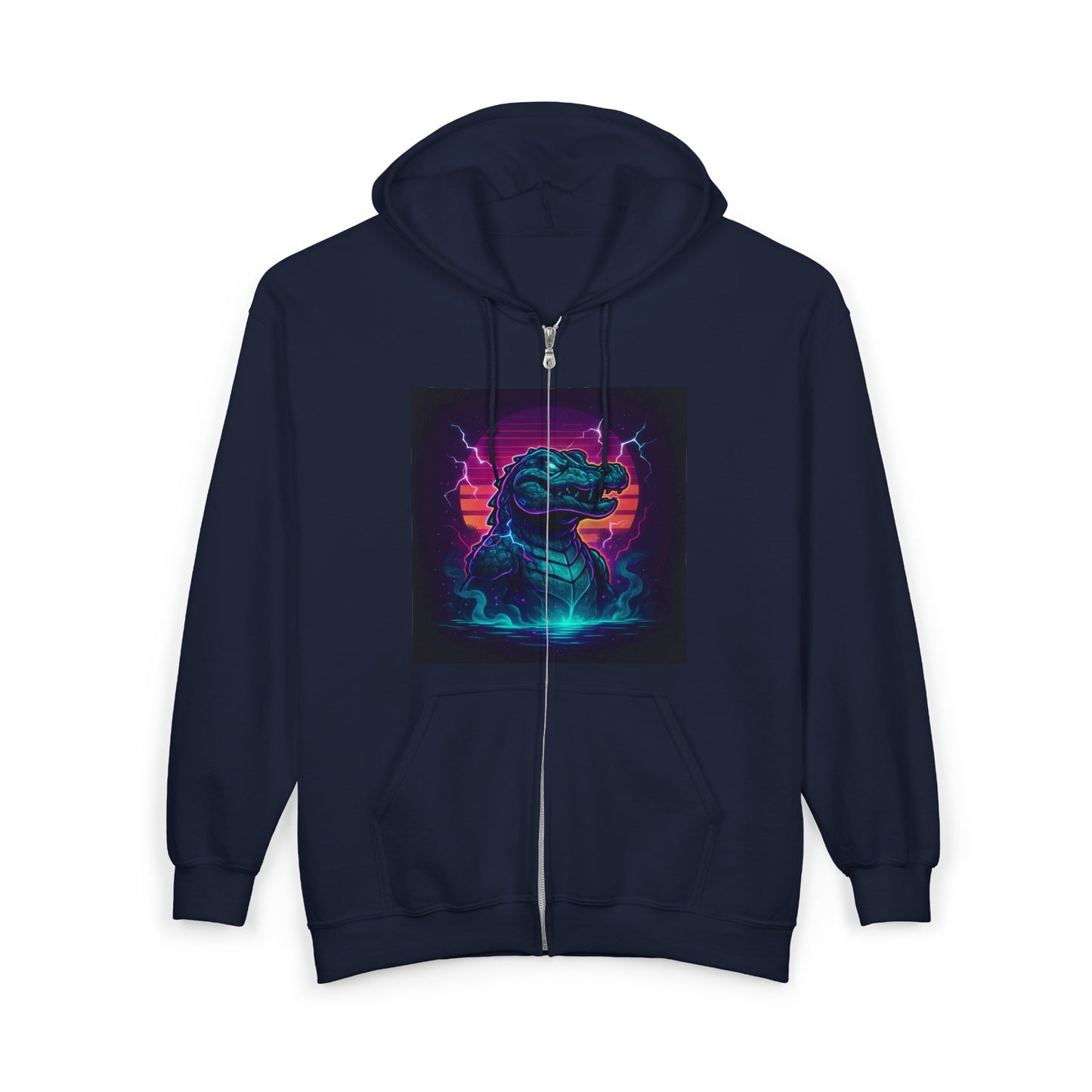 Retro Godzilla Zip Hoodie | Unisex Heavy Blend Hoodie for Fans | 80s Style, Cozy Sweatshirt, Unique Gift, Movie Merch, Warm Outerwear