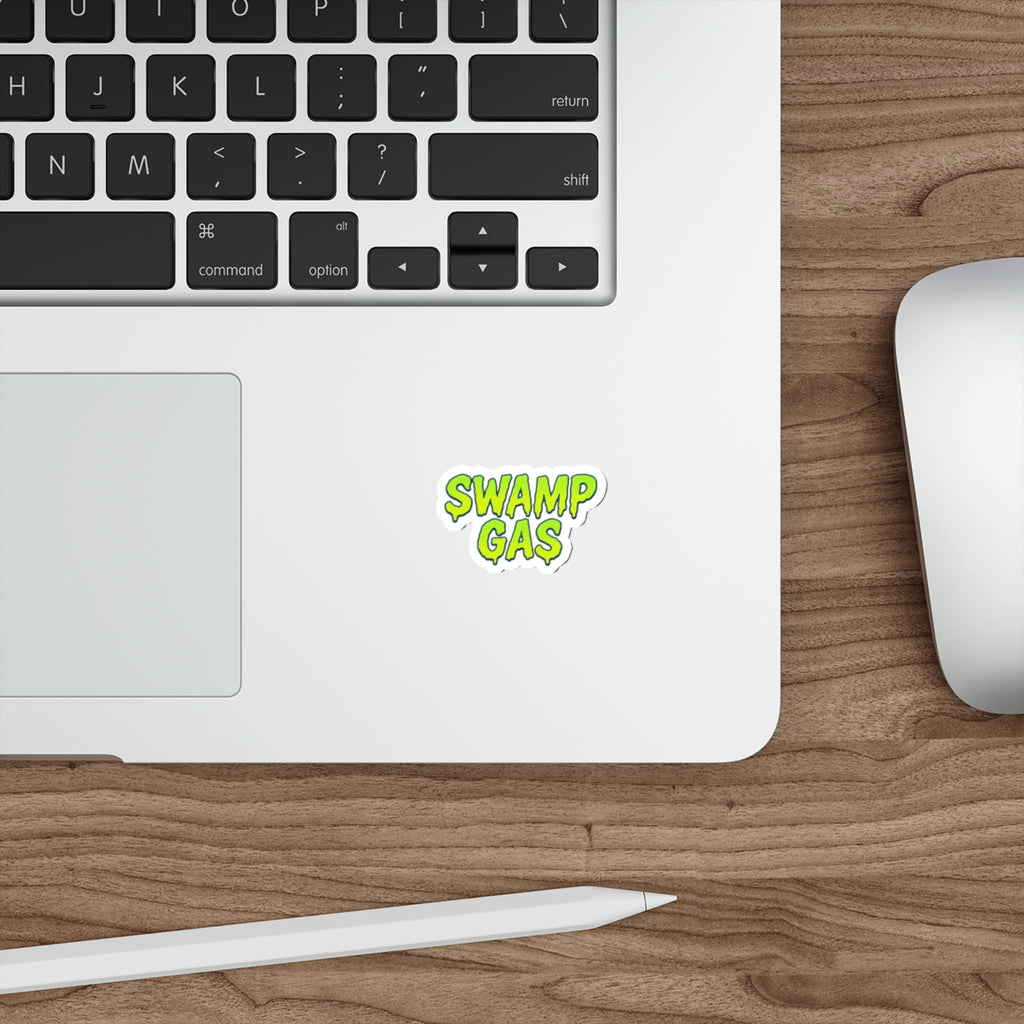 Playful Die-Cut Stickers for Quirky Decor, Swamp Gas Emblem, Laptop Stickers, Perfect for October, Gift for Friends, Unique Vibe