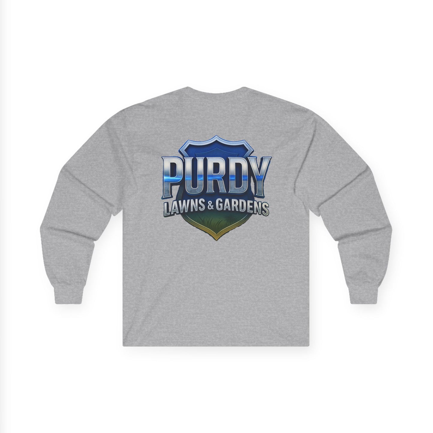 Purdy Lawns & Gardens Long Sleeve Tee, Gardening Shirt, Lawn Care Apparel, Casual Workwear, Unisex Garden Tee, Personalized Gift