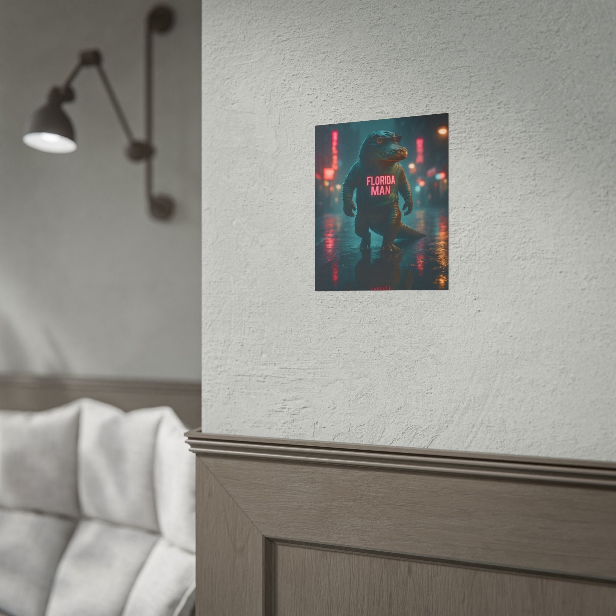 Rolled Posters - Florida Man Gaming Alligator Cyberpunk 3D Render