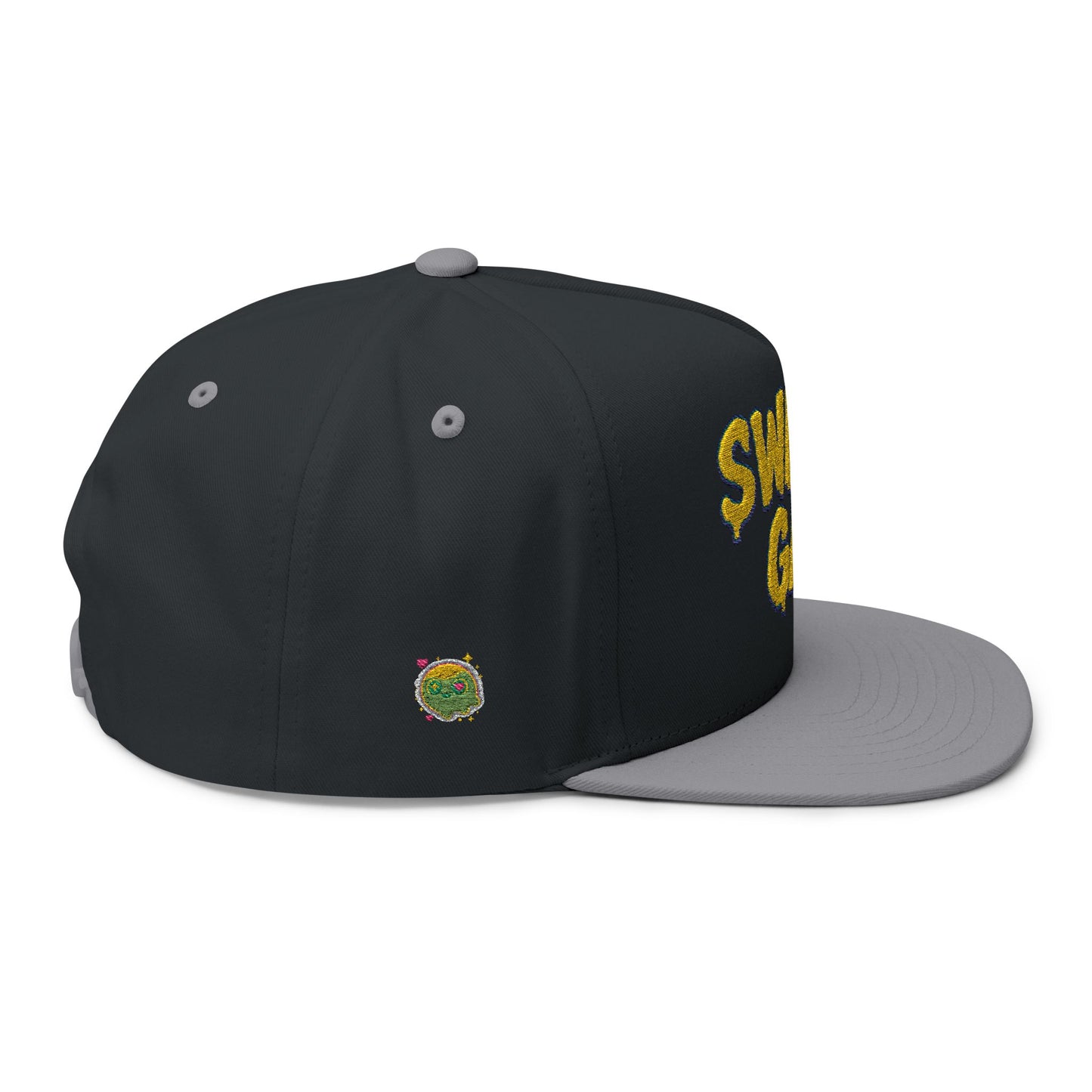 Swamp Gas Embroidered Flat Bill Cap | Trendy Snapback, Gifts for Friends, Festival Wear, Streetwear Style, Summer Accessory