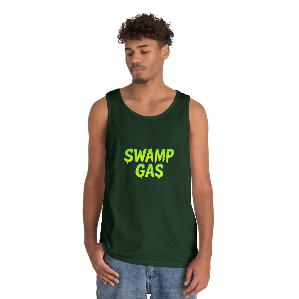 Swamp Gas Unisex Heavy Cotton Tank Top - Fun Summer Wear, Graphic Tee for Parties, Gifts, Halloween, Outdoor Events, Festival Apparel