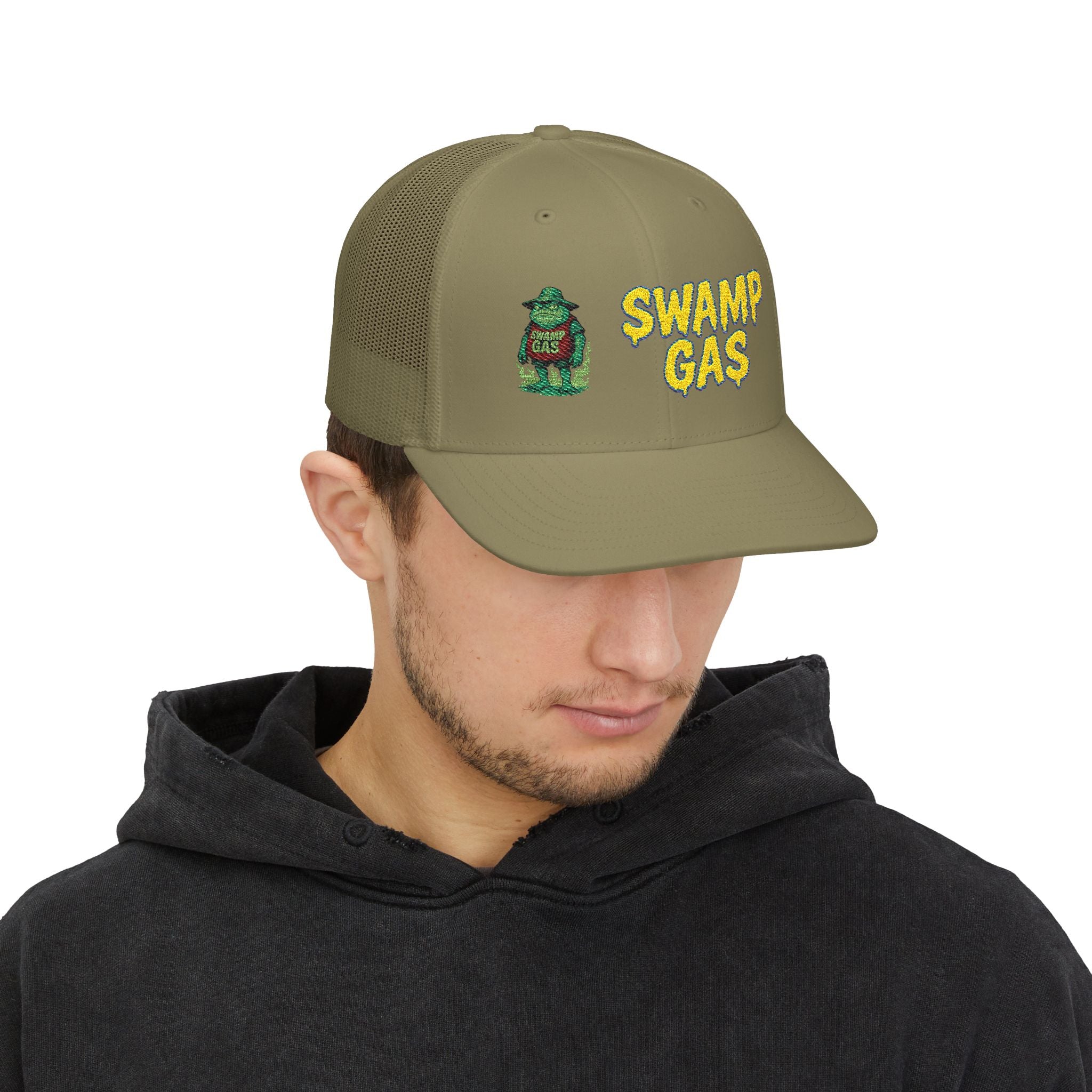 Swamp Gas Snapback Trucker Cap, Fun Summer Hat, Casual Outdoor Cap, Unique Gift for Him/Her, Festival Headwear, Retro Style Cap