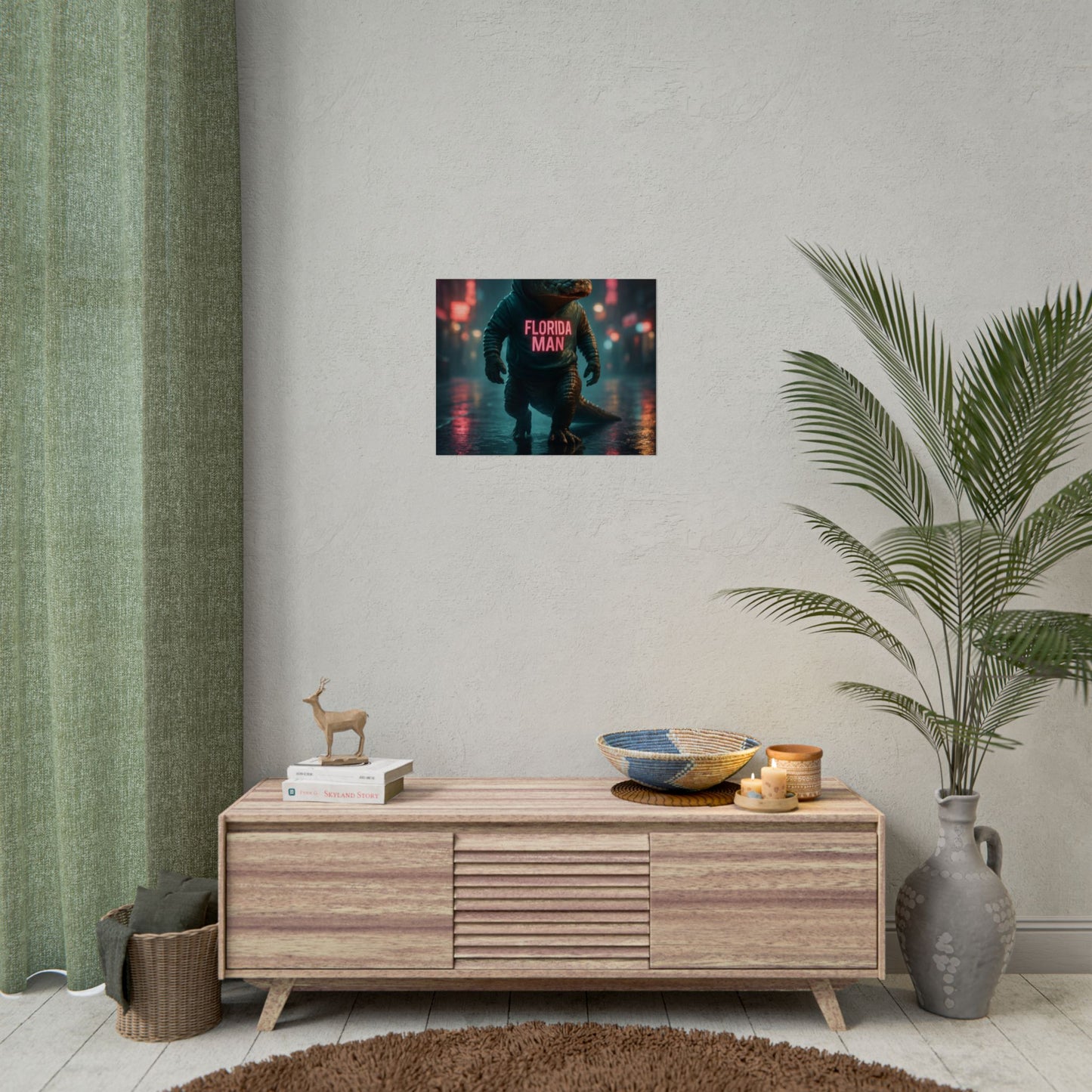 Rolled Posters - Florida Man Gaming Alligator Cyberpunk 3D Render