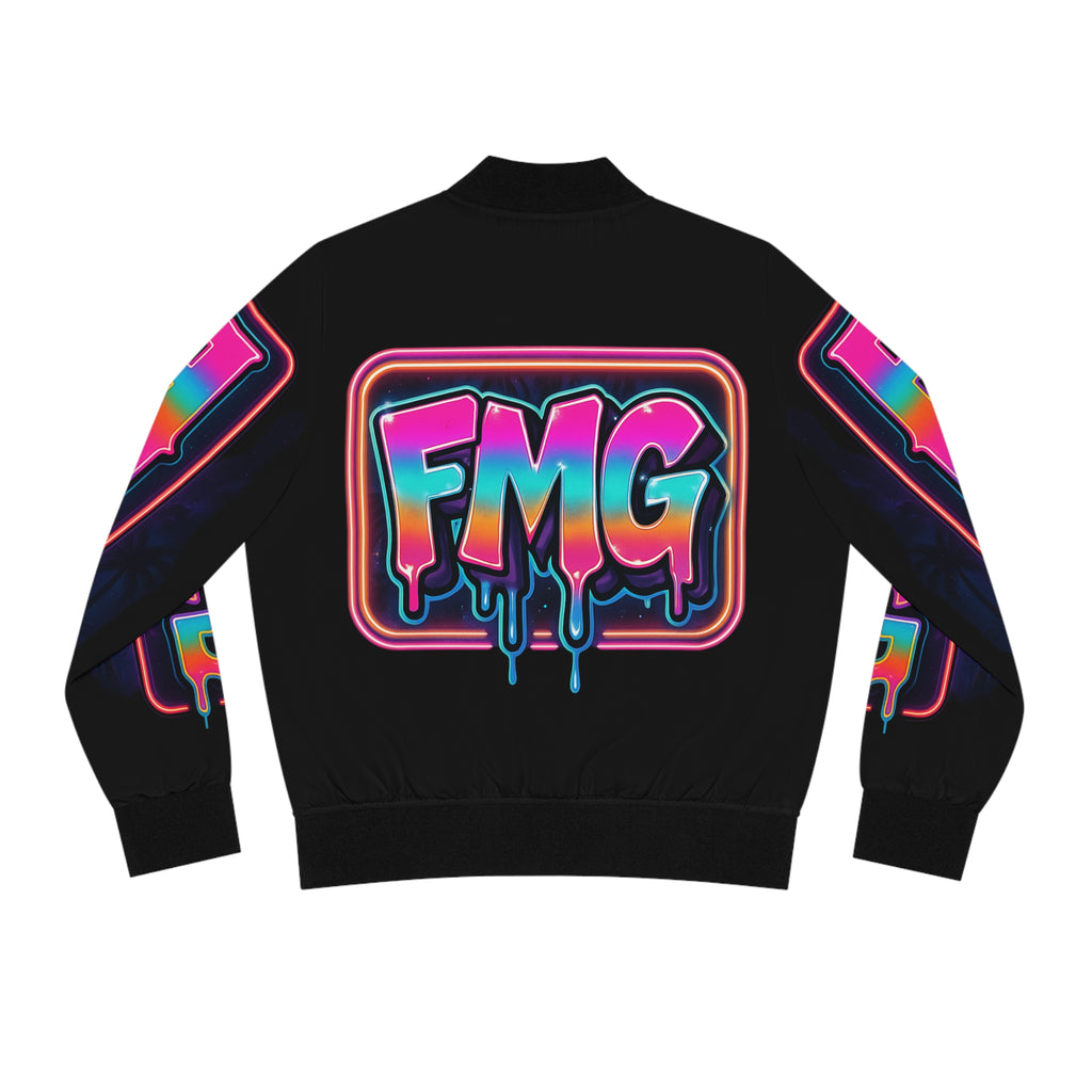 FMG Neon Graffiti Bomber Jacket