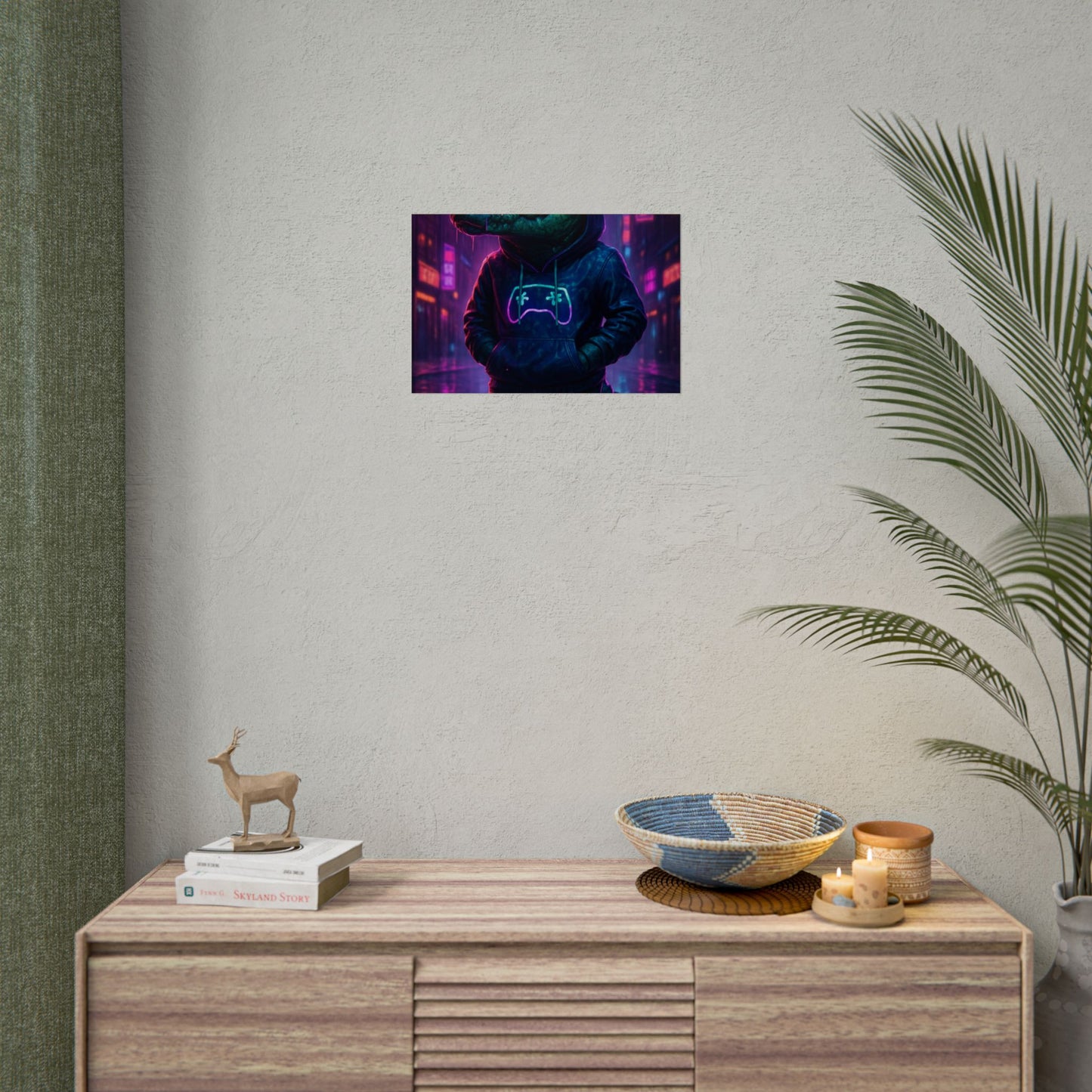 Rolled Posters - Florida Man Gaming Alligator Neon Gamer Hoodie Poster Print