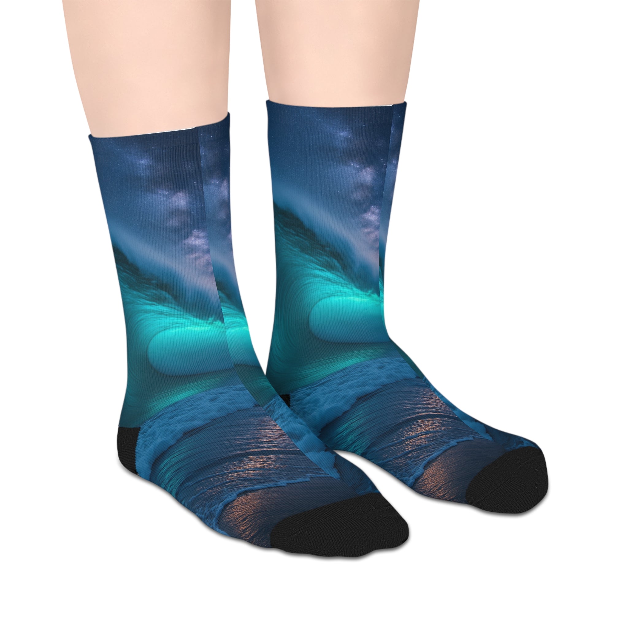 Ocean Wave Mid-Length Socks, Unique Gift for Beach Lovers, Cozy Socks for Summer, Perfect for Daily Wear or Festivals