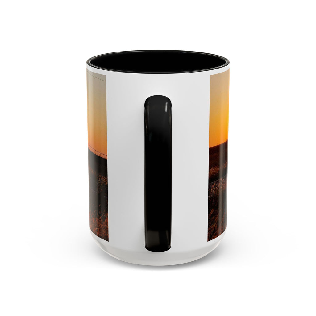 Sunset Prairie Accent Coffee Mug — Warm Sunrise Landscape 11/15oz