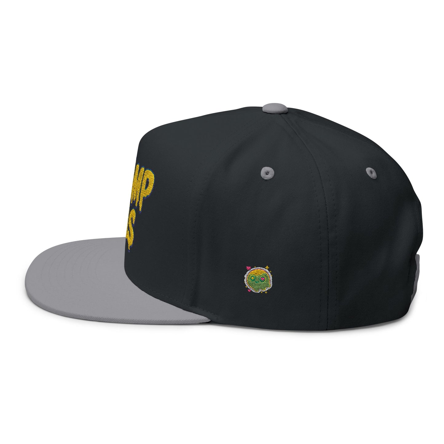 Swamp Gas Embroidered Flat Bill Cap | Trendy Snapback, Gifts for Friends, Festival Wear, Streetwear Style, Summer Accessory