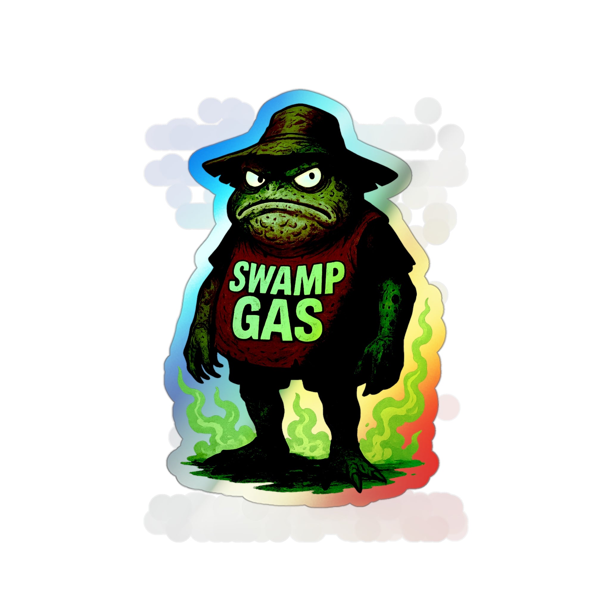 Holographic Swamp Gas Stickers - Fun Skateboard Decals, Colorful Art Stickers, Unique Party Favors, Cute Holographic Stickers