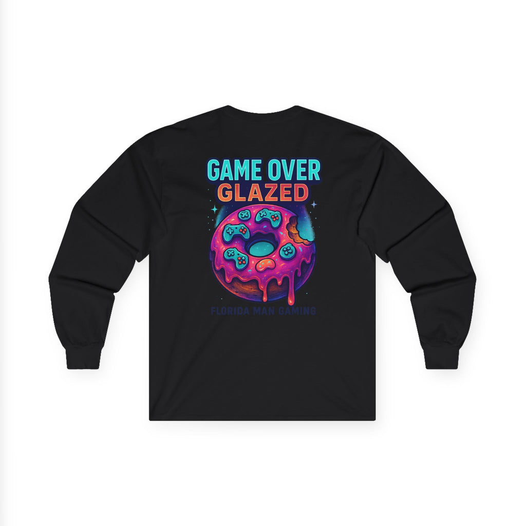 Game Over Glazed Gaming Long Sleeve Tee, Gamer Shirt, Unisex Cotton Tee, Video Game Gift, Retro Gaming Apparel, Fun Gift for Gamers