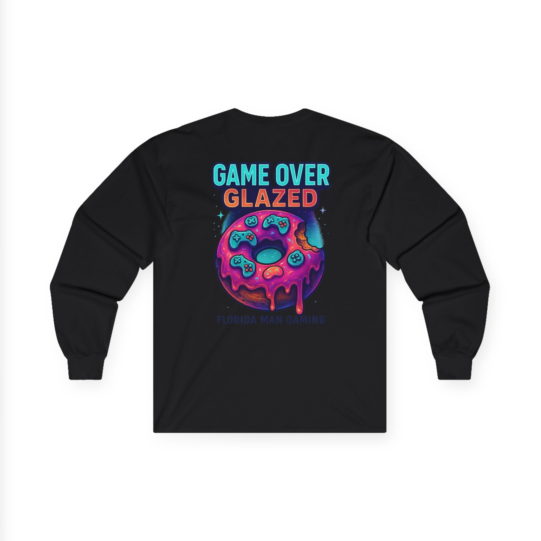 Game Over Glazed Gaming Long Sleeve Tee, Gamer Shirt, Unisex Cotton Tee, Video Game Gift, Retro Gaming Apparel, Fun Gift for Gamers