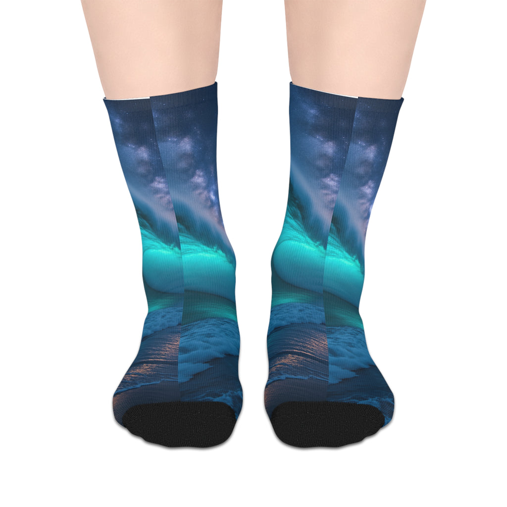 Ocean Wave Mid-Length Socks, Unique Gift for Beach Lovers, Cozy Socks for Summer, Perfect for Daily Wear or Festivals