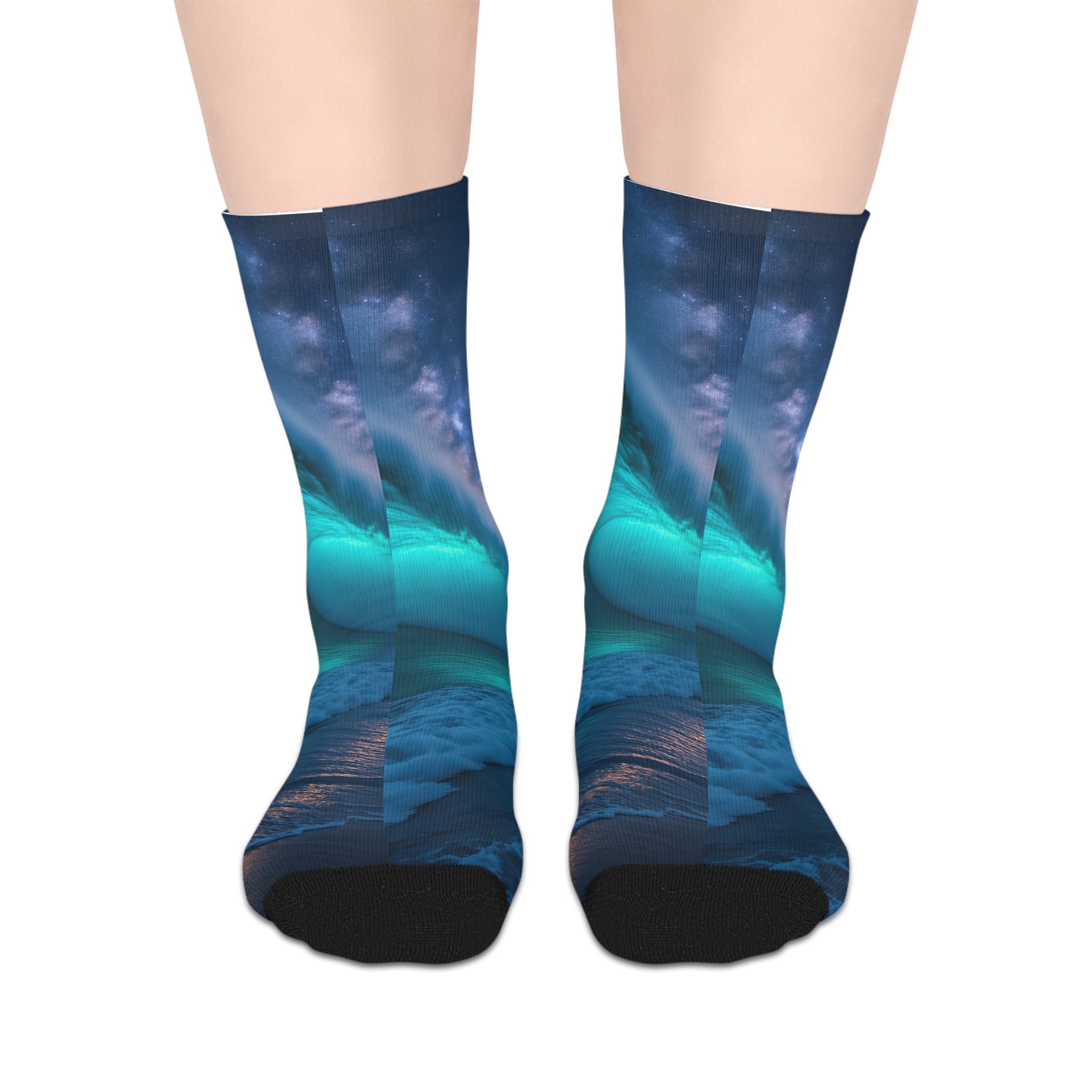 Ocean Wave Mid-Length Socks, Unique Gift for Beach Lovers, Cozy Socks for Summer, Perfect for Daily Wear or Festivals