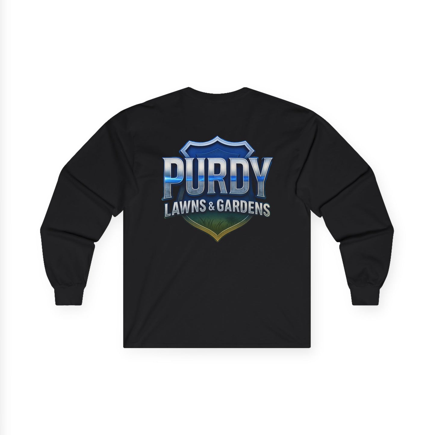 Purdy Lawns & Gardens Long Sleeve Tee, Gardening Shirt, Lawn Care Apparel, Casual Workwear, Unisex Garden Tee, Personalized Gift