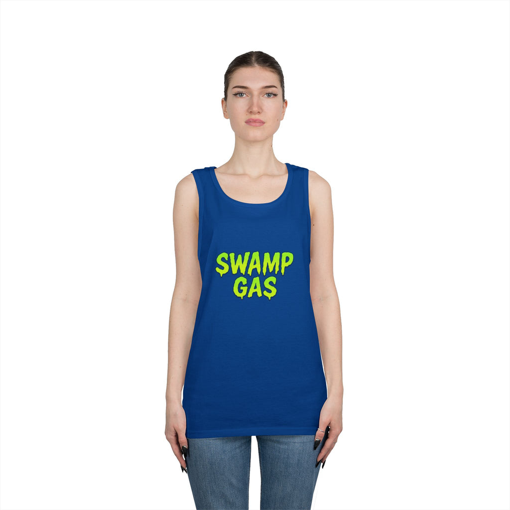 Swamp Gas Unisex Heavy Cotton Tank Top, Funny Summer Shirt, Graphic Muscle Tee, Casual Wear, Gift for Monster Lovers