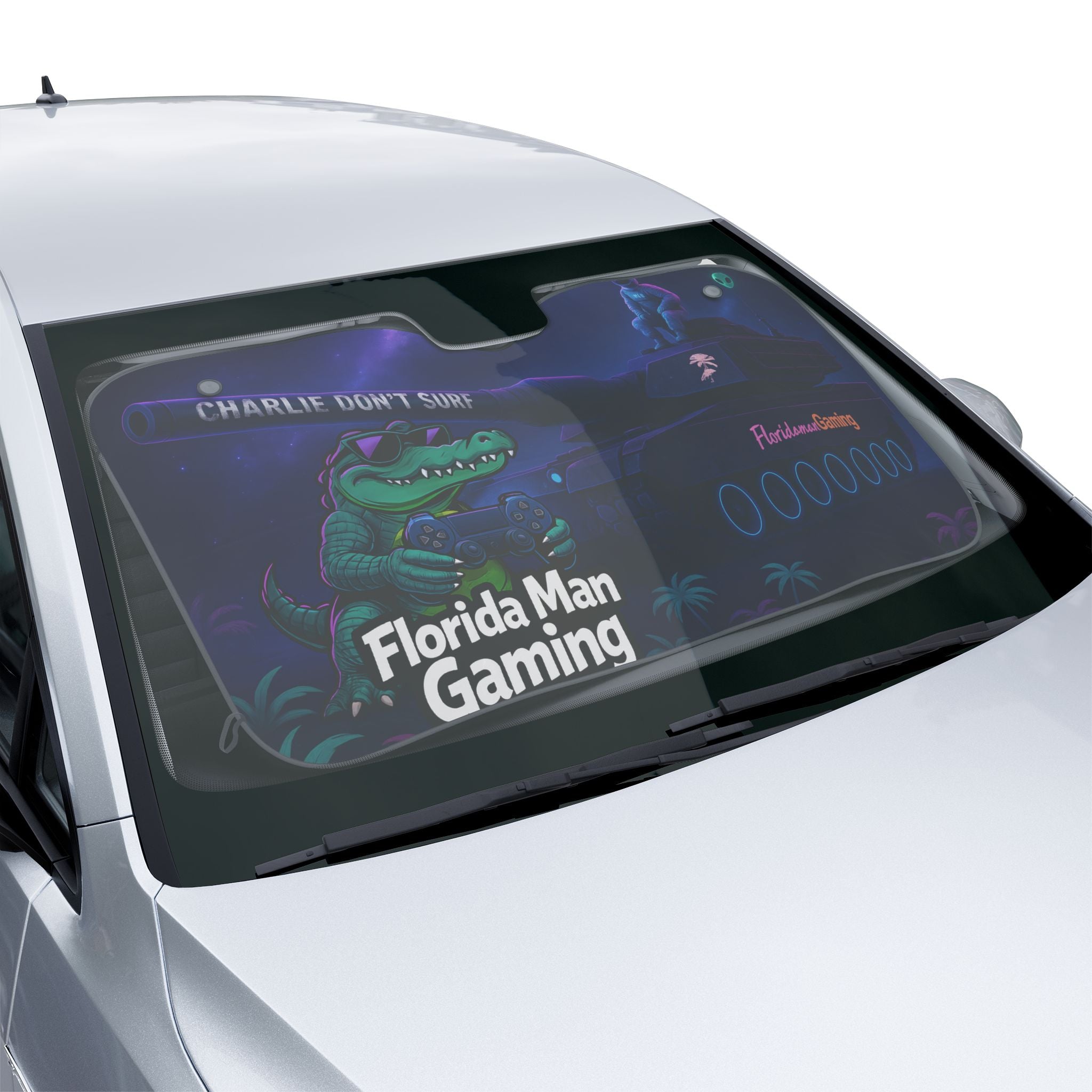 Florida Man Gaming Car Sun Shades, Funny Vehicle Accessories, Auto Sun Protectors, Gifts for Gamers, Unique Car Decor, Sunshade