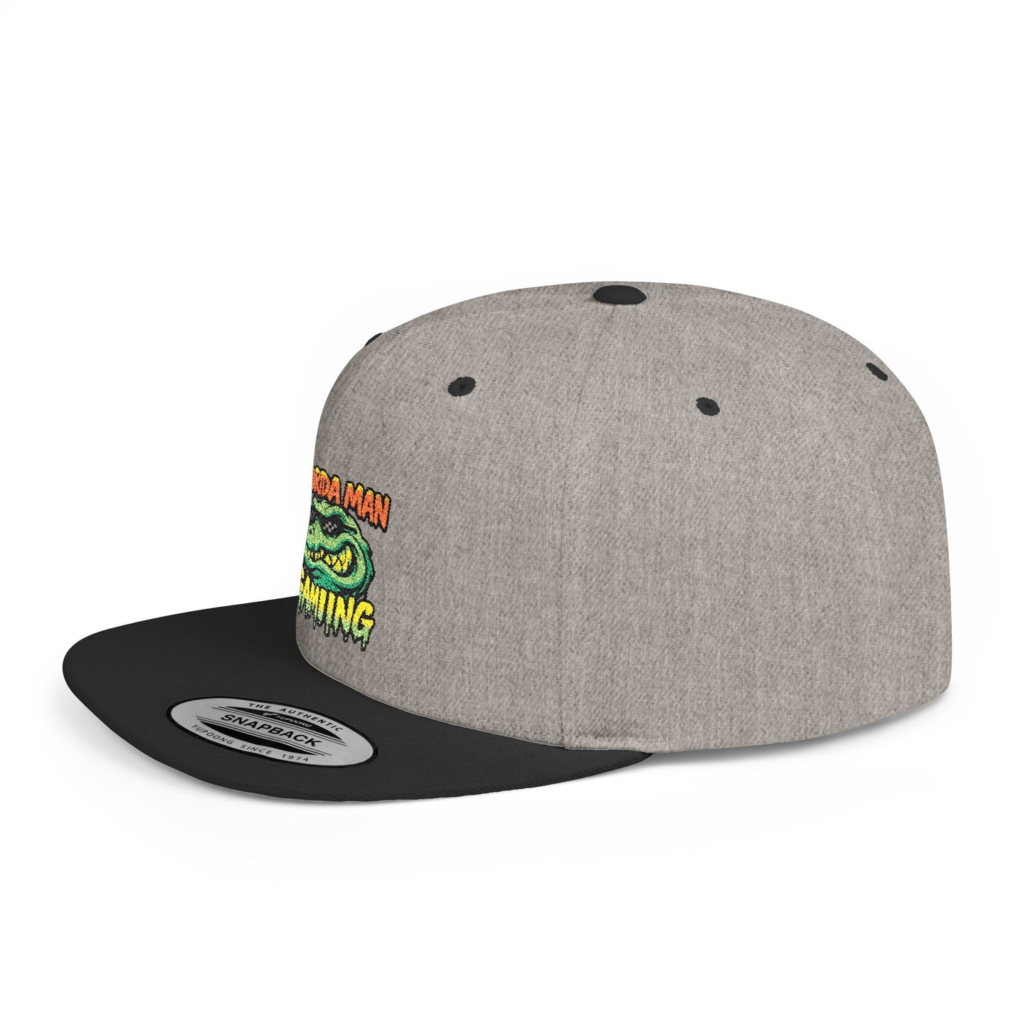 Florida Man Gaming Snapback Hat, Trendy Flat Bill Cap, Fun Gaming Accessory, Perfect for Gifts, Casual Style, Summer Vibes