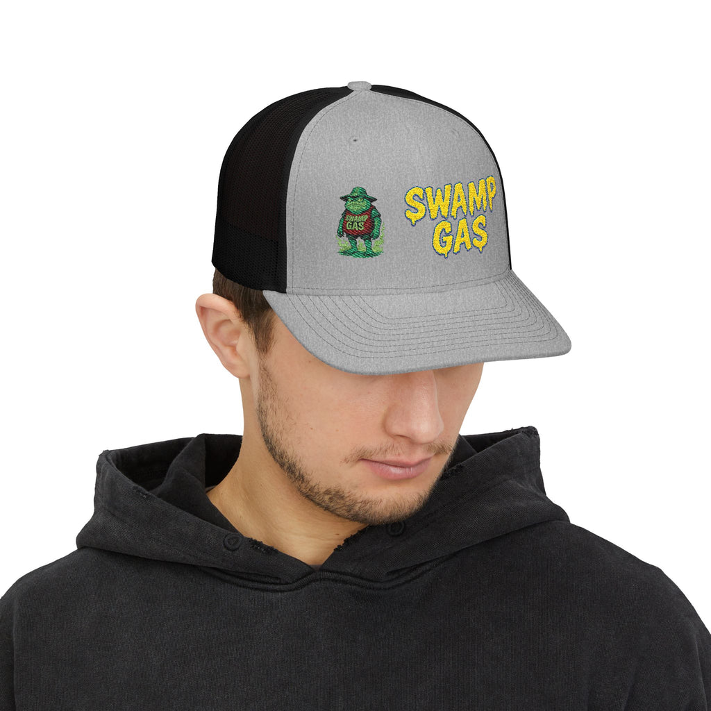 Swamp Gas Snapback Trucker Cap, Fun Summer Hat, Casual Outdoor Cap, Unique Gift for Him/Her, Festival Headwear, Retro Style Cap