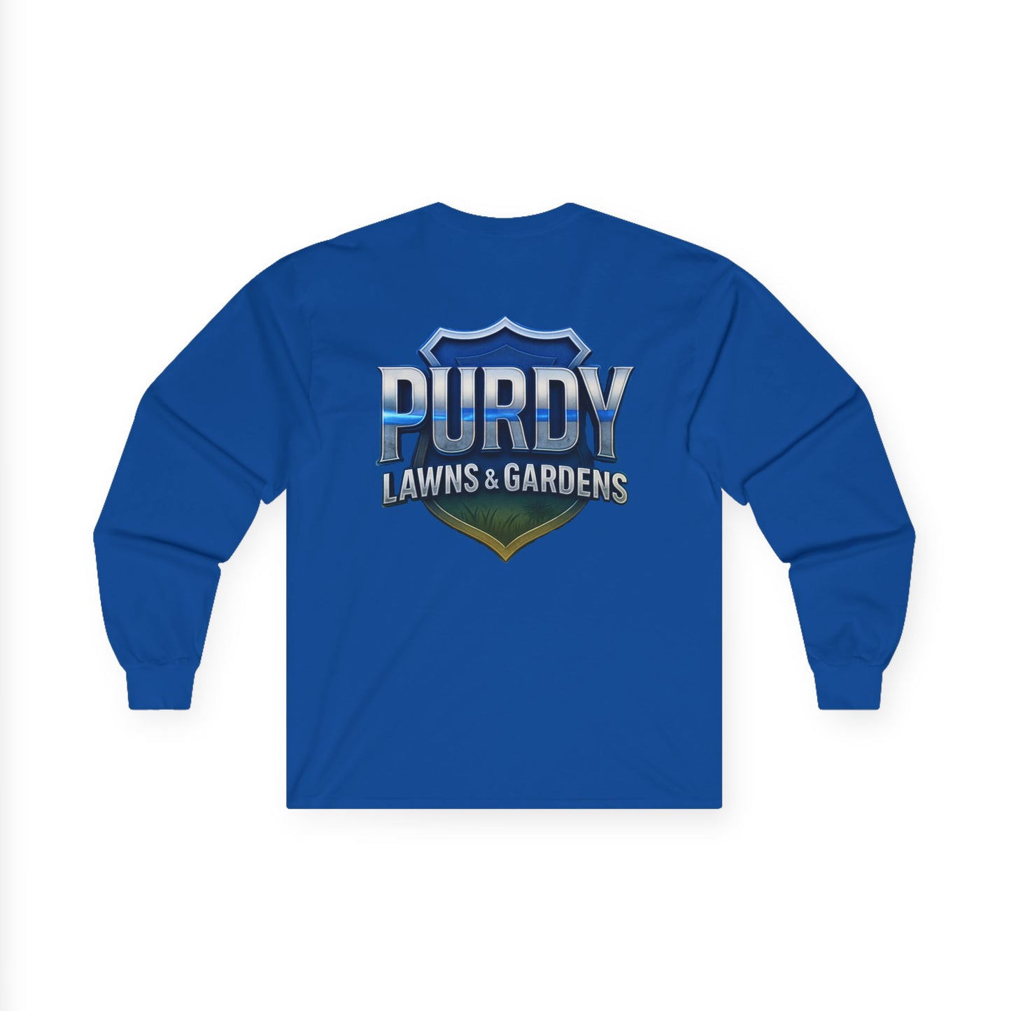 Purdy Lawns & Gardens Long Sleeve Tee, Gardening Shirt, Lawn Care Apparel, Casual Workwear, Unisex Garden Tee, Personalized Gift