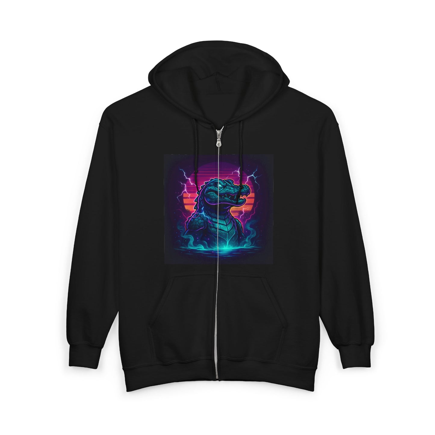 Retro Godzilla Zip Hoodie | Unisex Heavy Blend Hoodie for Fans | 80s Style, Cozy Sweatshirt, Unique Gift, Movie Merch, Warm Outerwear