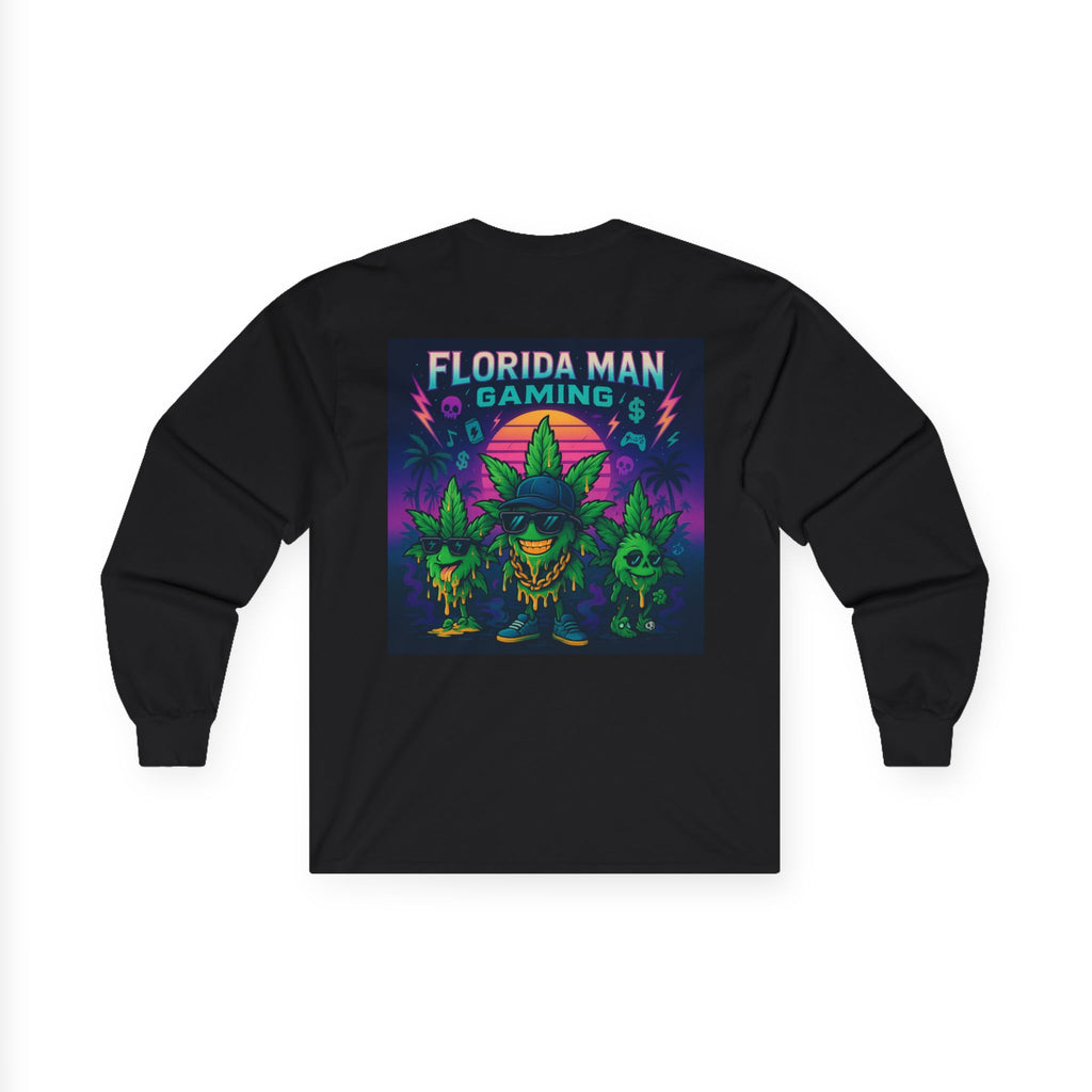 Florida Man Gaming Long Sleeve Tee - Unisex Cotton Shirt for Gamers, Halloween, Gift, Streetwear, Weed Culture