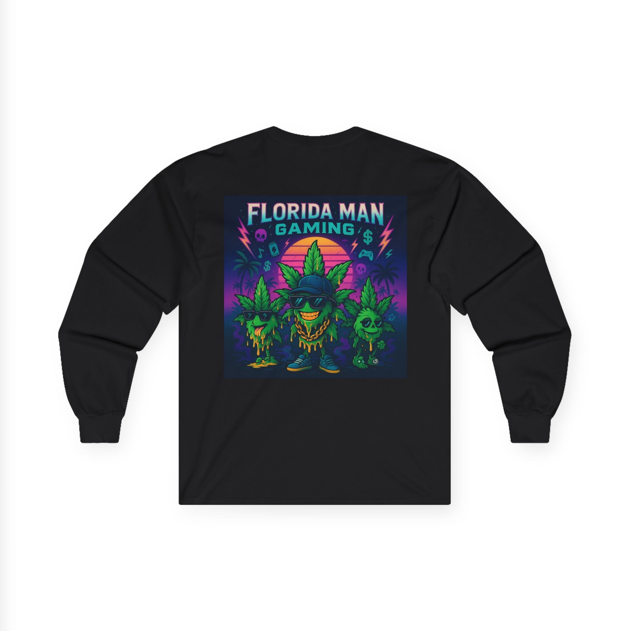 Florida Man Gaming Long Sleeve Tee - Unisex Cotton Shirt for Gamers, Halloween, Gift, Streetwear, Weed Culture