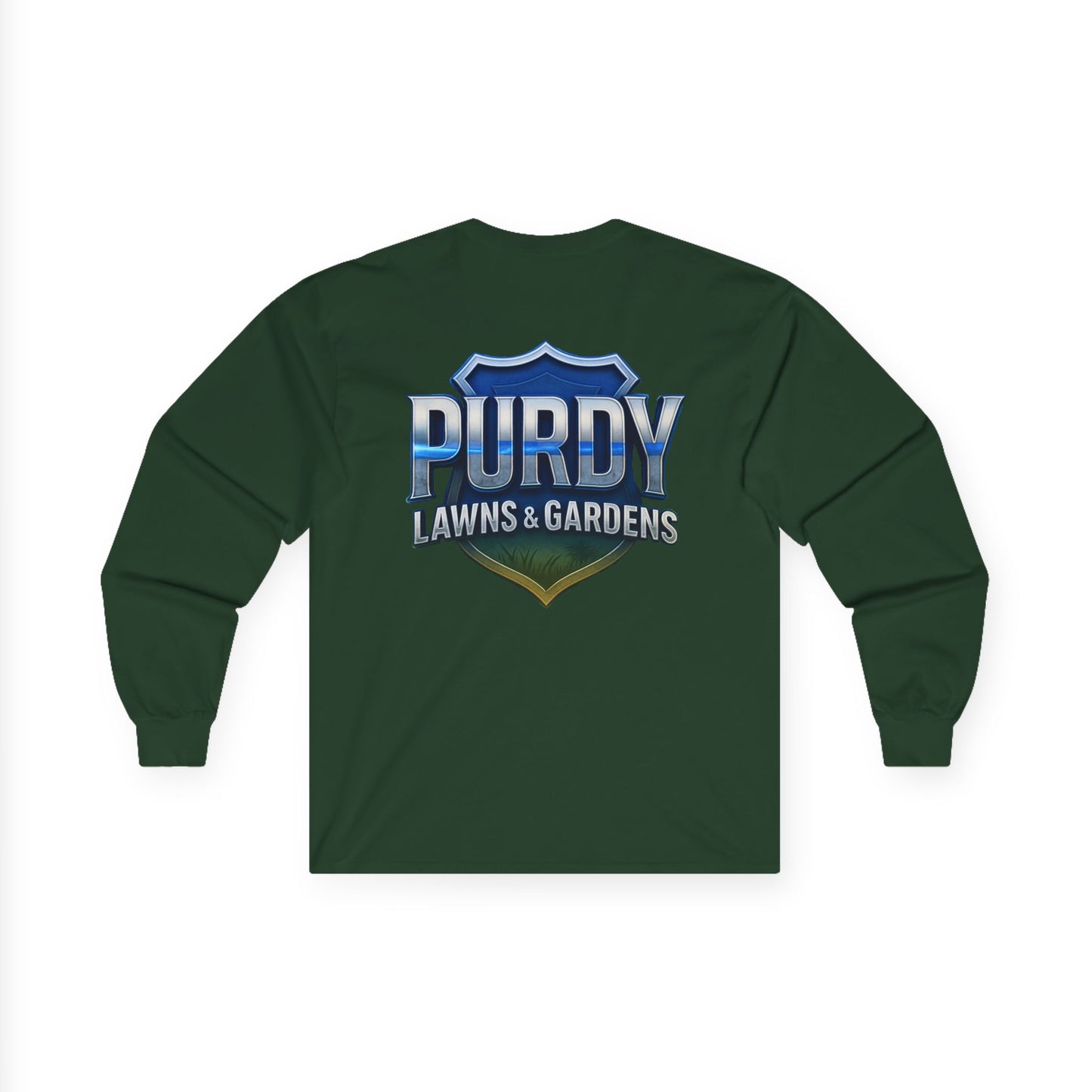Purdy Lawns & Gardens Long Sleeve Tee, Gardening Shirt, Lawn Care Apparel, Casual Workwear, Unisex Garden Tee, Personalized Gift