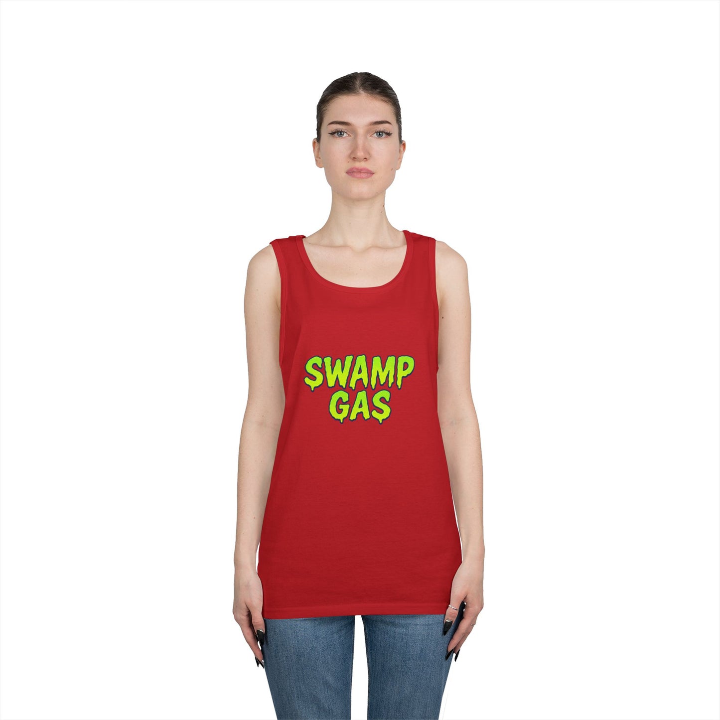 Swamp Gas Unisex Heavy Cotton Tank Top, Funny Summer Shirt, Graphic Muscle Tee, Casual Wear, Gift for Monster Lovers
