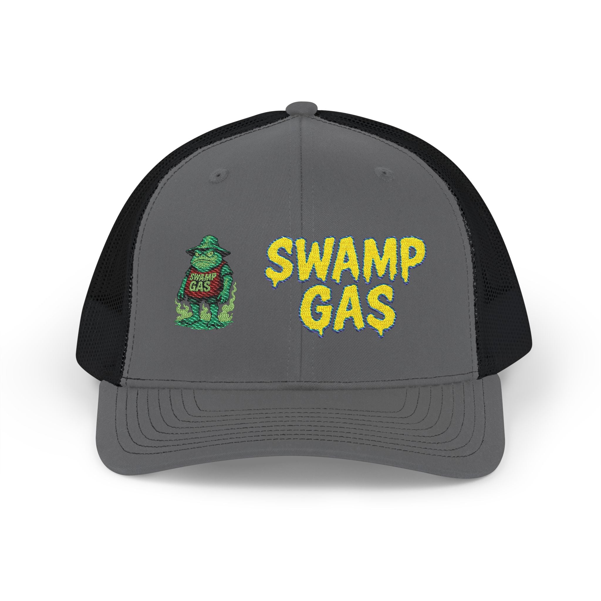 Swamp Gas Snapback Trucker Cap, Fun Summer Hat, Casual Outdoor Cap, Unique Gift for Him/Her, Festival Headwear, Retro Style Cap