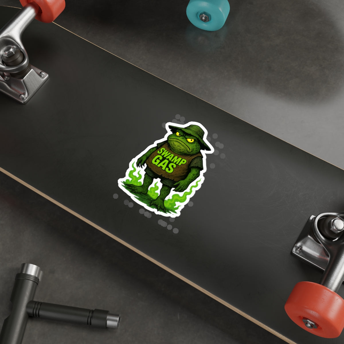 Swamp Gas Die-Cut Stickers, Fun Green Toad Decor, Unique Laptop Stickers, Quirky Gifts for Friends, Great for Parties and Halloween