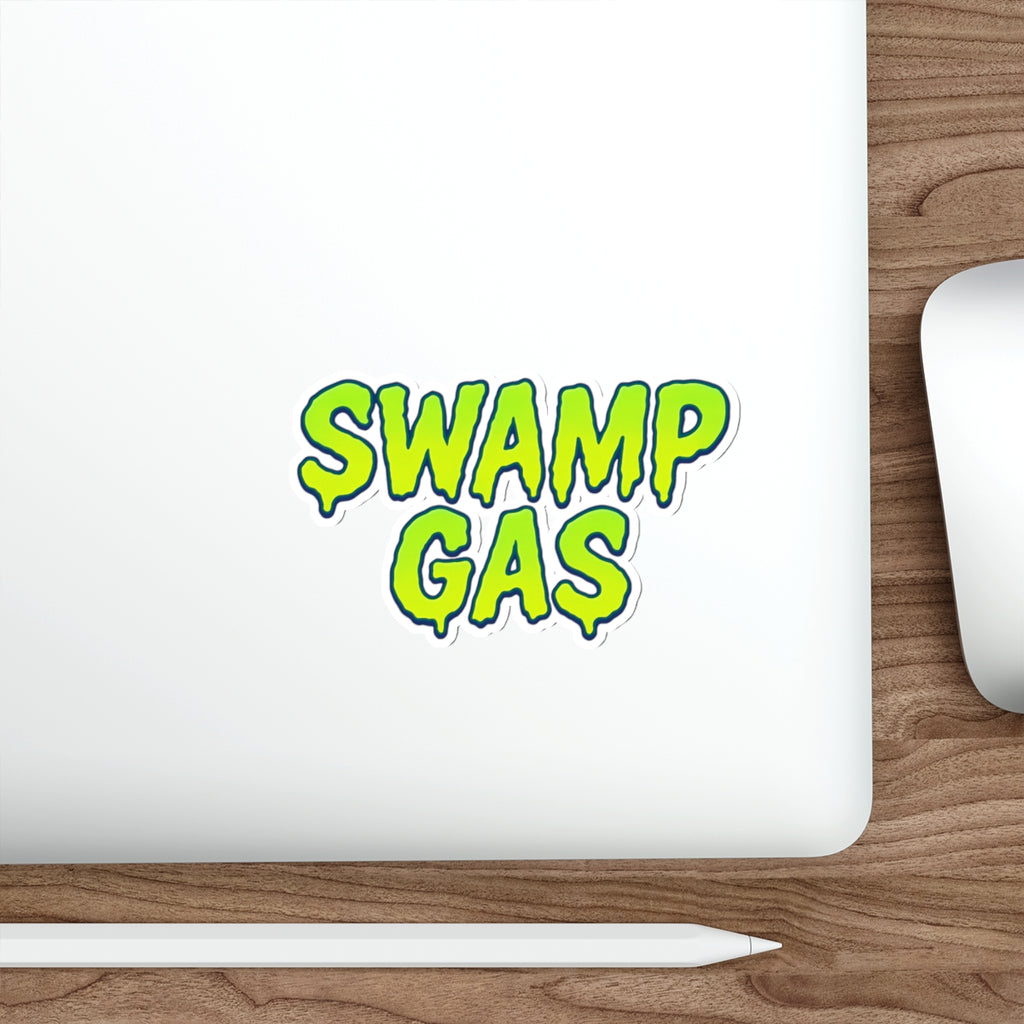 Playful Die-Cut Stickers for Quirky Decor, Swamp Gas Emblem, Laptop Stickers, Perfect for October, Gift for Friends, Unique Vibe