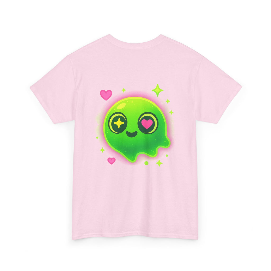 Neon Green Blob Unisex Tee - Cute Cartoonish Design with Hearts and Stars