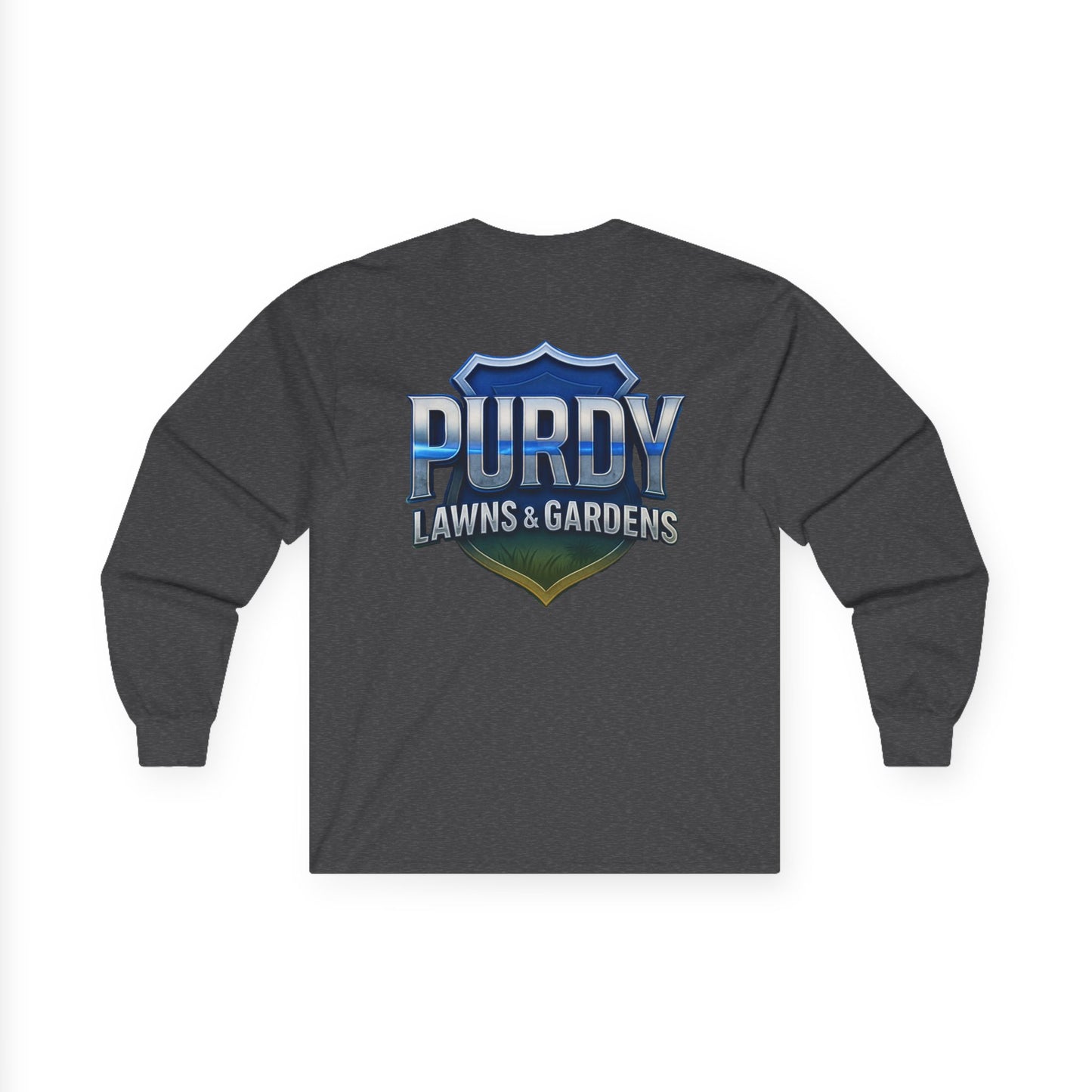 Purdy Lawns & Gardens Long Sleeve Tee, Gardening Shirt, Lawn Care Apparel, Casual Workwear, Unisex Garden Tee, Personalized Gift