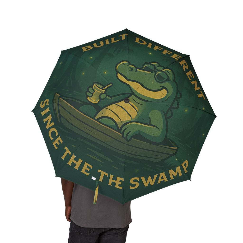 Foldable Umbrella — 'Different Since It Swamp' Alligator Graphic Compact Umbrella